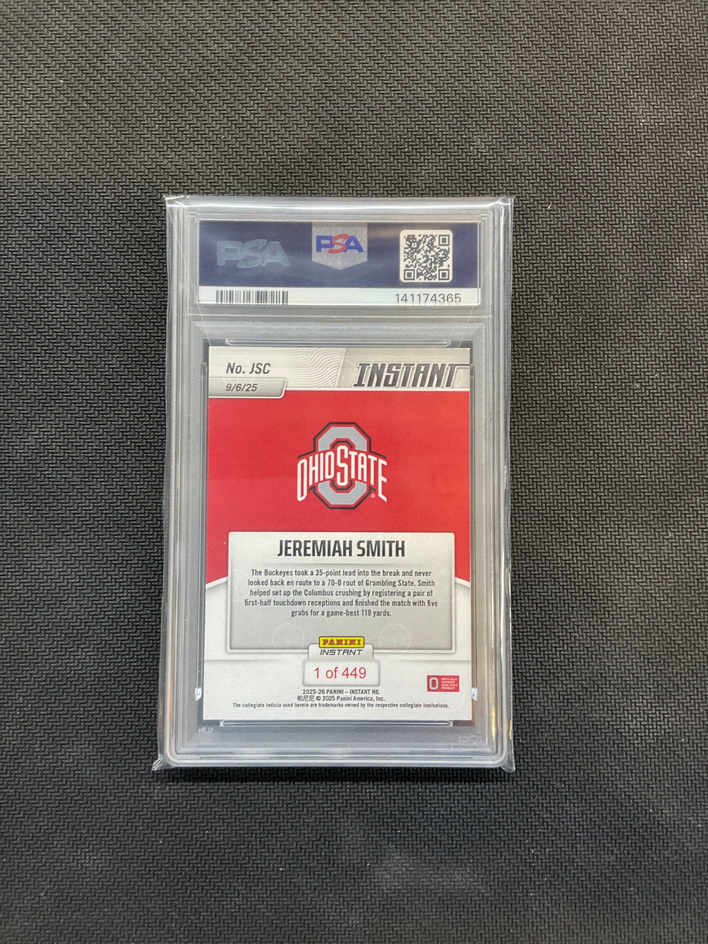 2025 Panini Instant Jeremiah Smith #JSC Rookie PSA 10 365