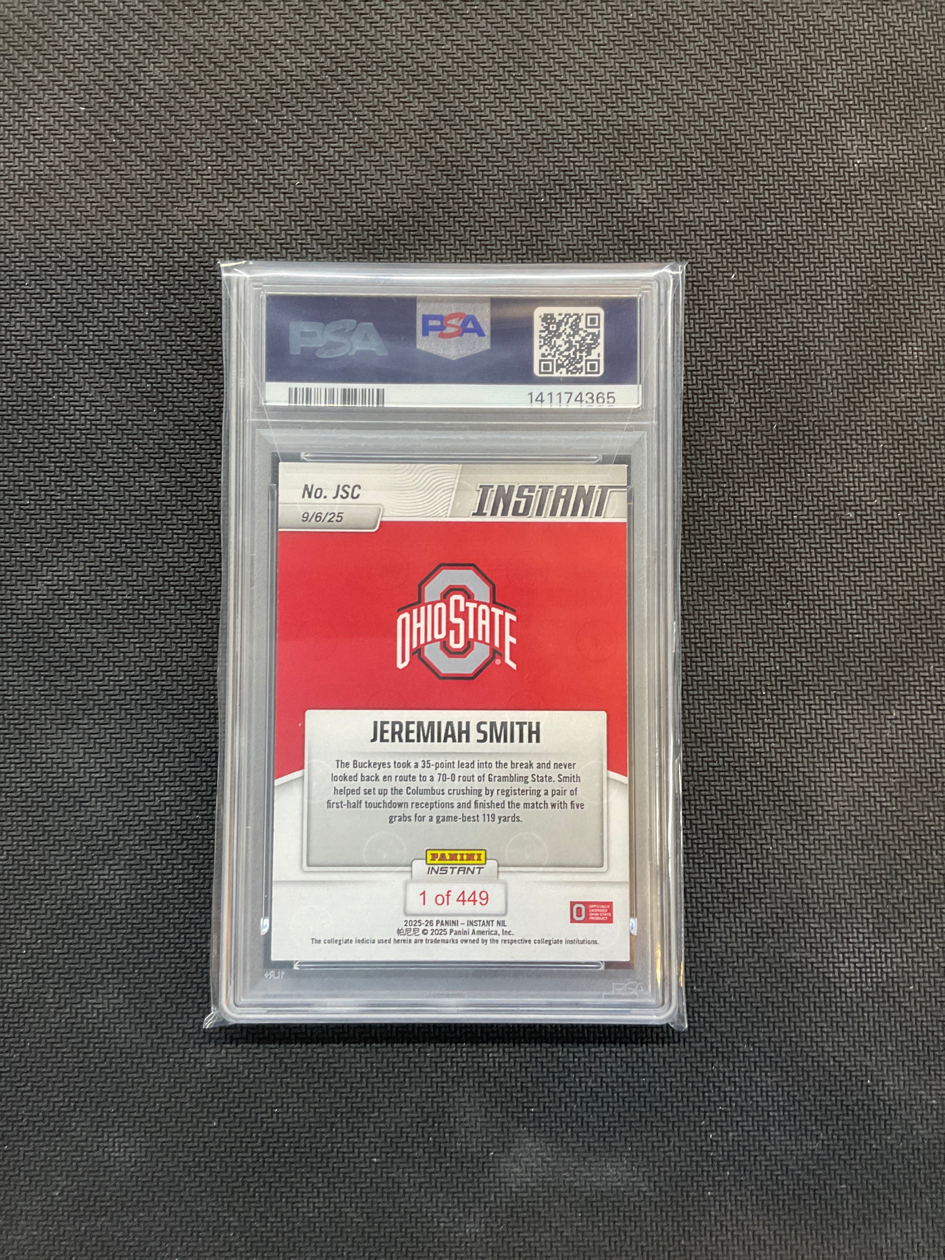 2025 Panini Instant Jeremiah Smith #JSC Rookie PSA 10 365