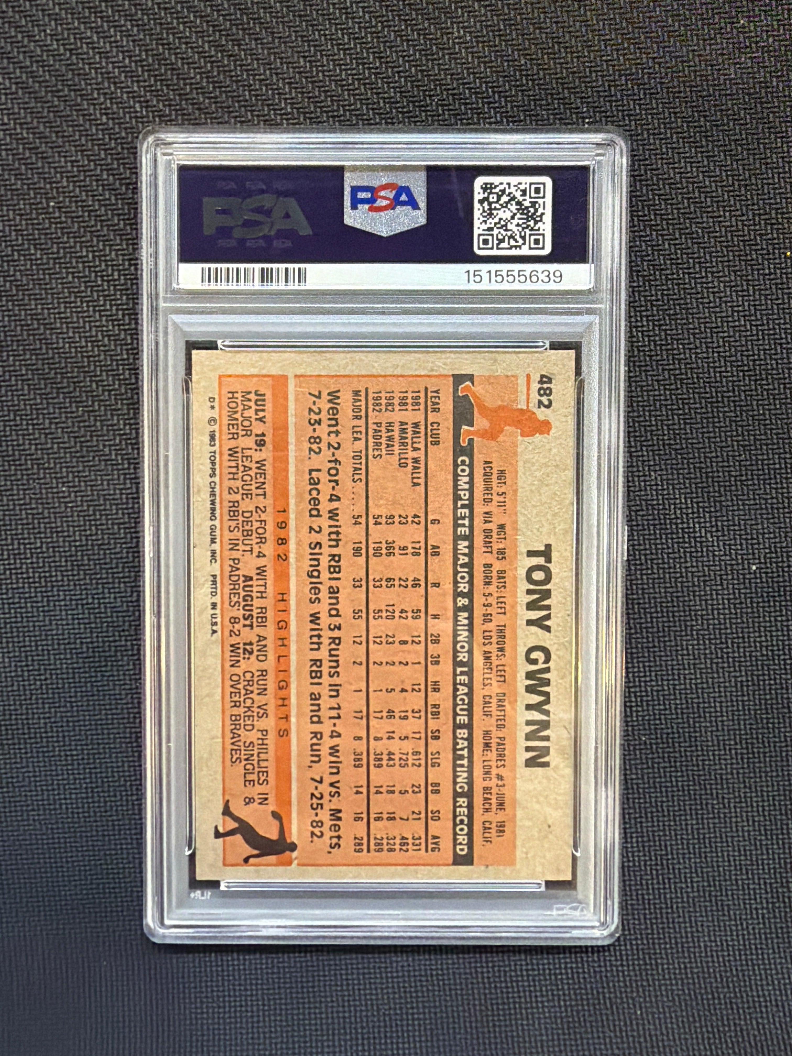1983 Topps Tony Gwynn #482 PSA 7 639 Rookie