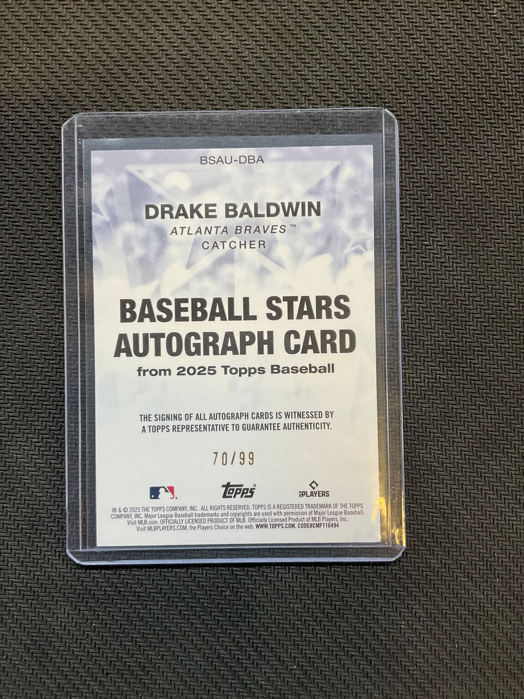 2025 Topps Drake Baldwin Rookie Auto Green /99 Braves