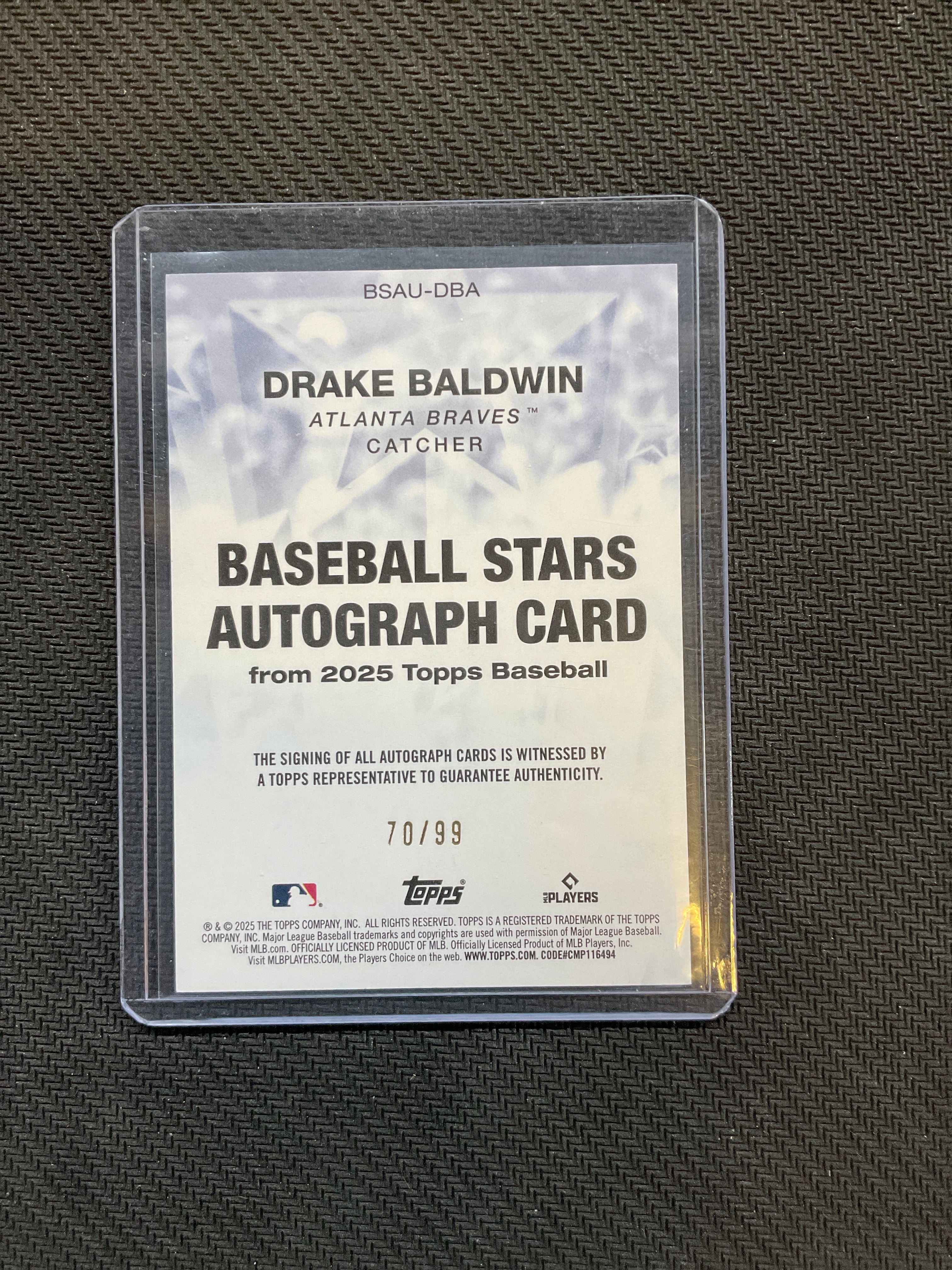 2025 Topps Drake Baldwin Rookie Auto Green /99 Braves