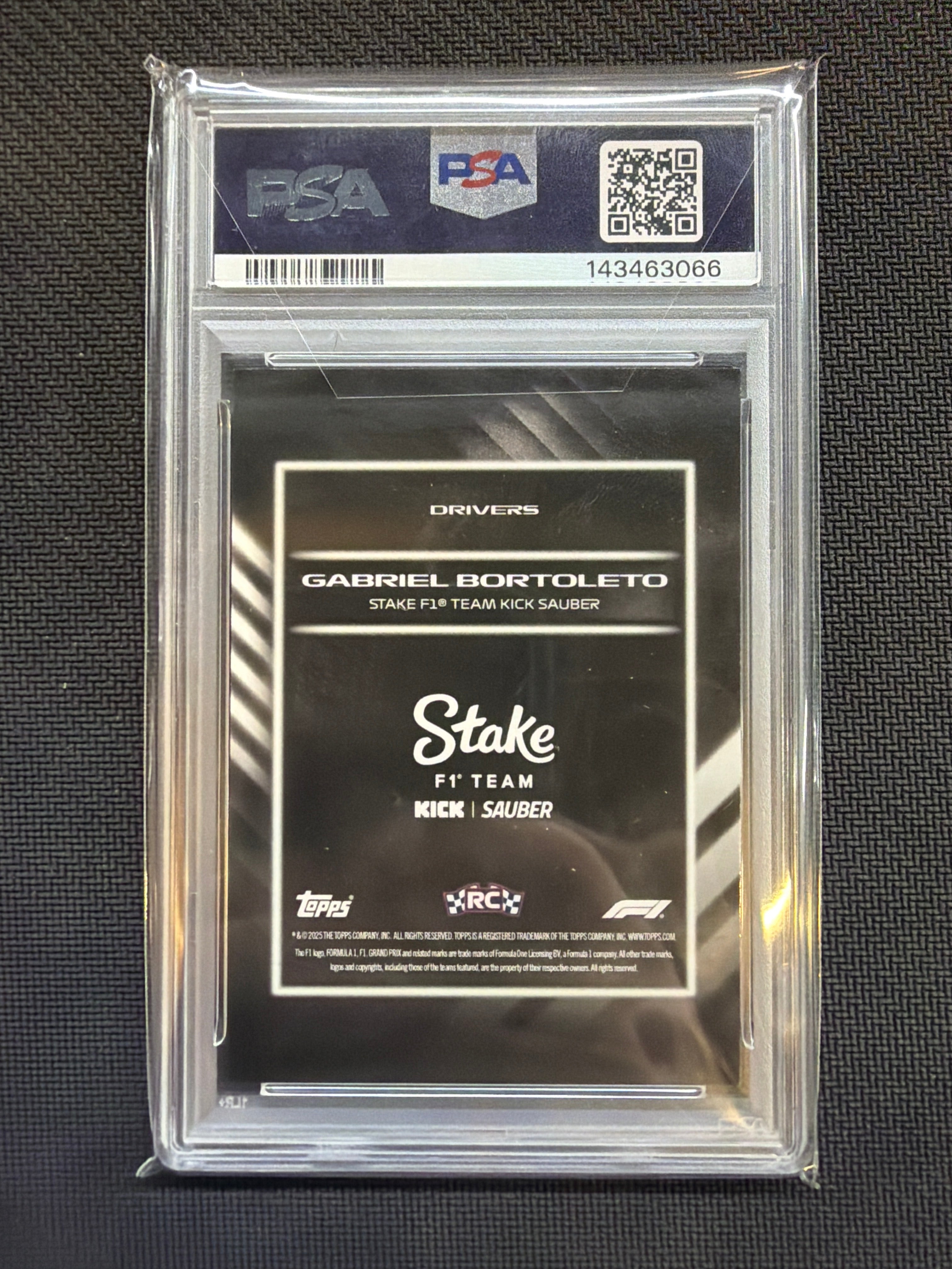 2025 Topps Lights Out Gabriel Bortoleto Drivers Black /10 PSA 10 Rookie