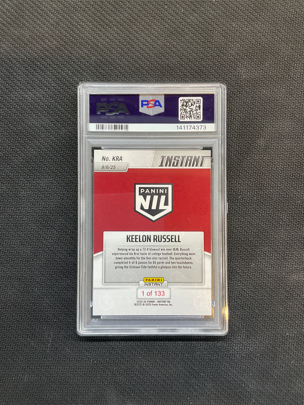 2025 Panini Instant NIL Keelon Russell Rookie PSA 10 Alabama 373
