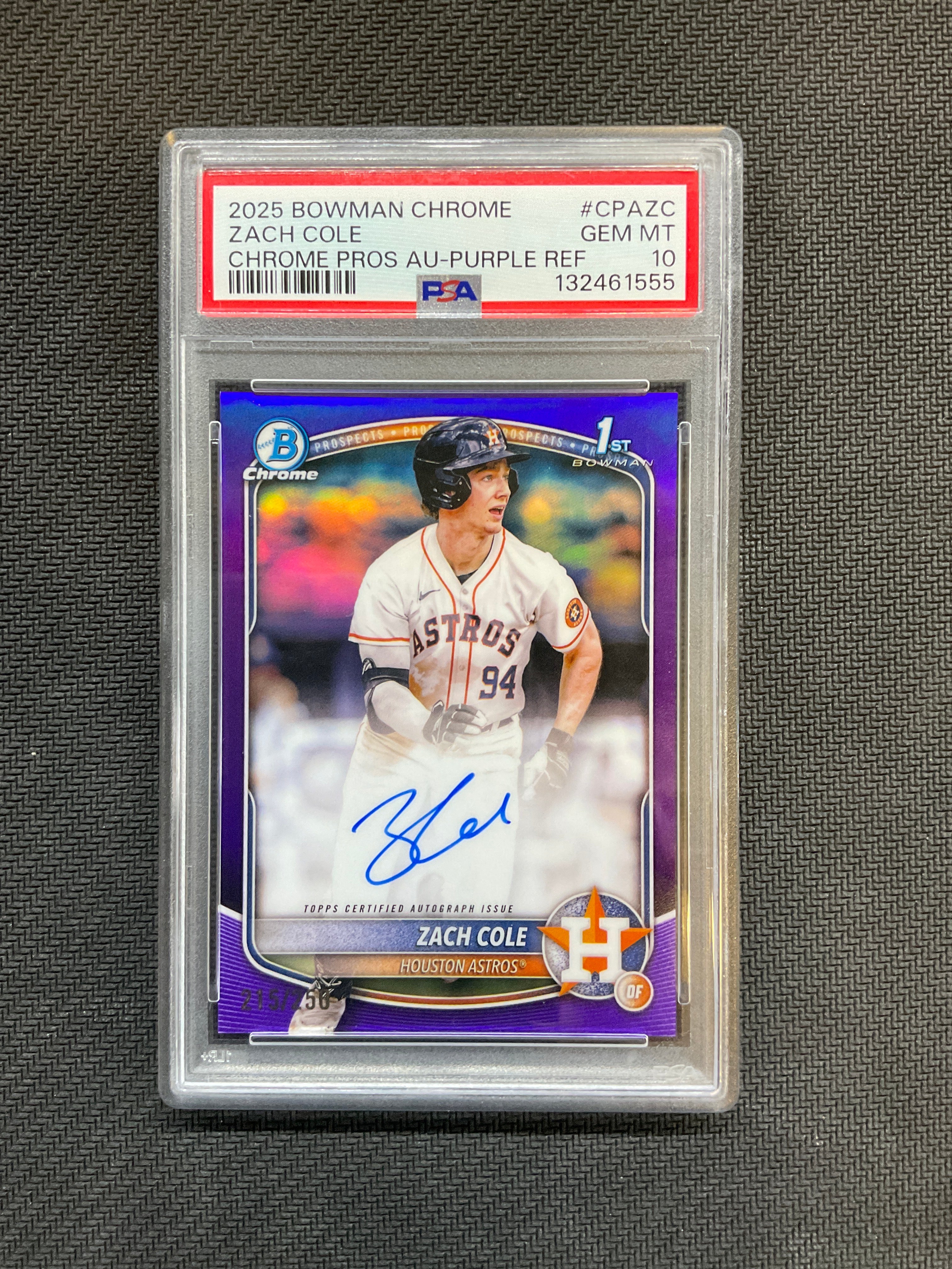 2025 Bowman Chrome Zach Cole Auto Purple Refractor /250 PSA 10