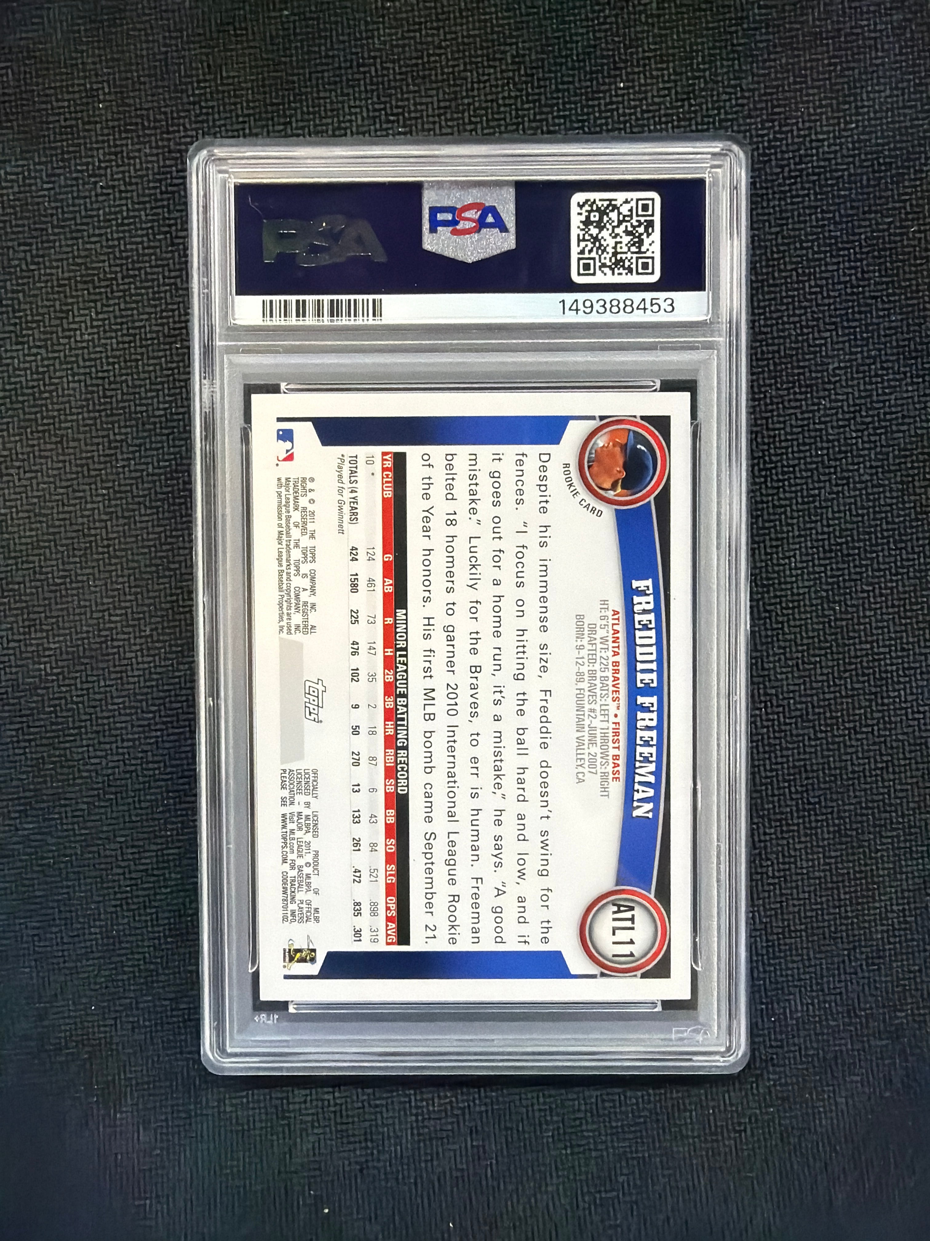 2011 Topps Team Set Freddie Freeman Rookie PSA 9 Braves