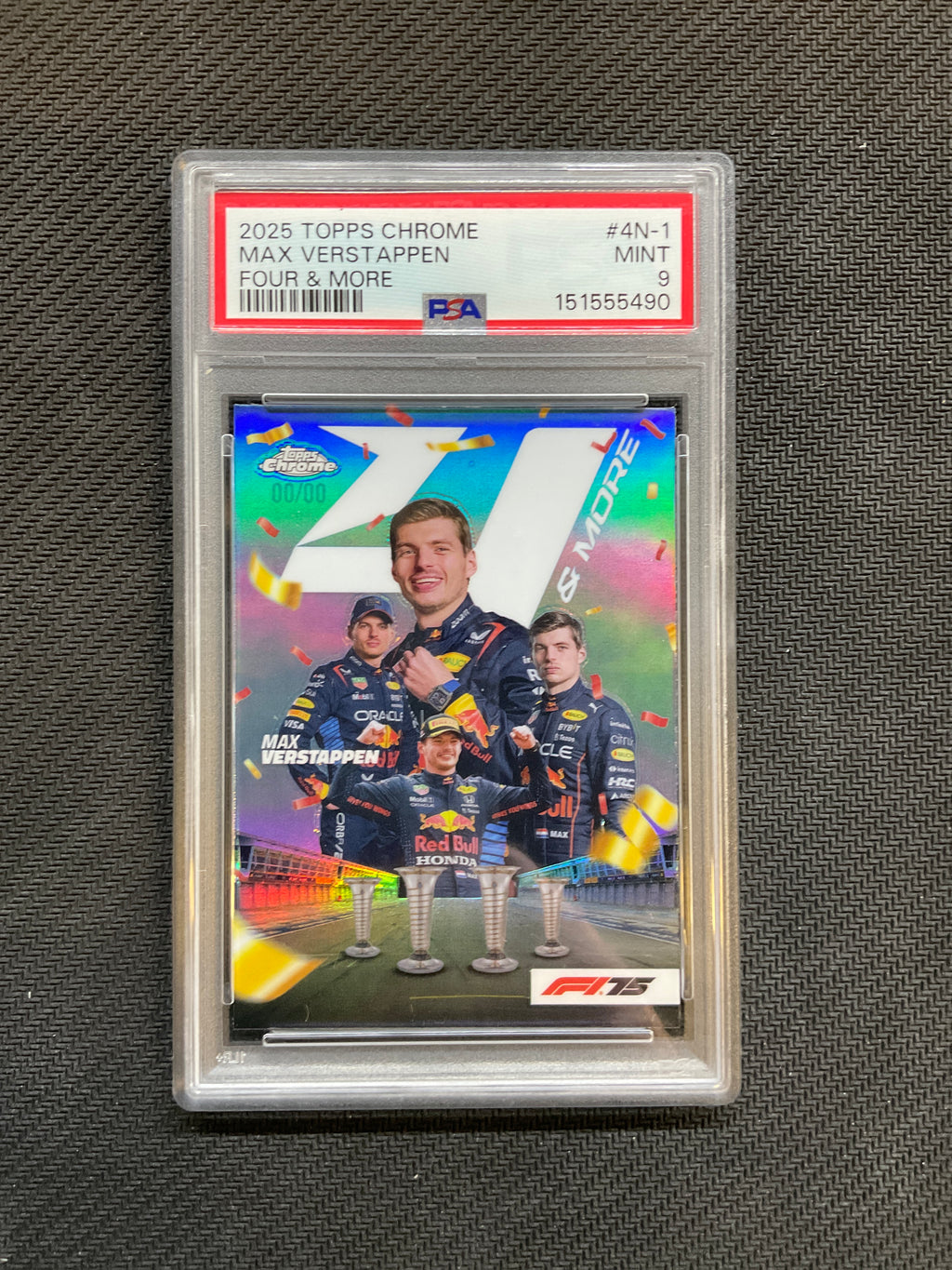 2025 Topps Chrome F1 Max Verstappen Four & More PSA 9 490