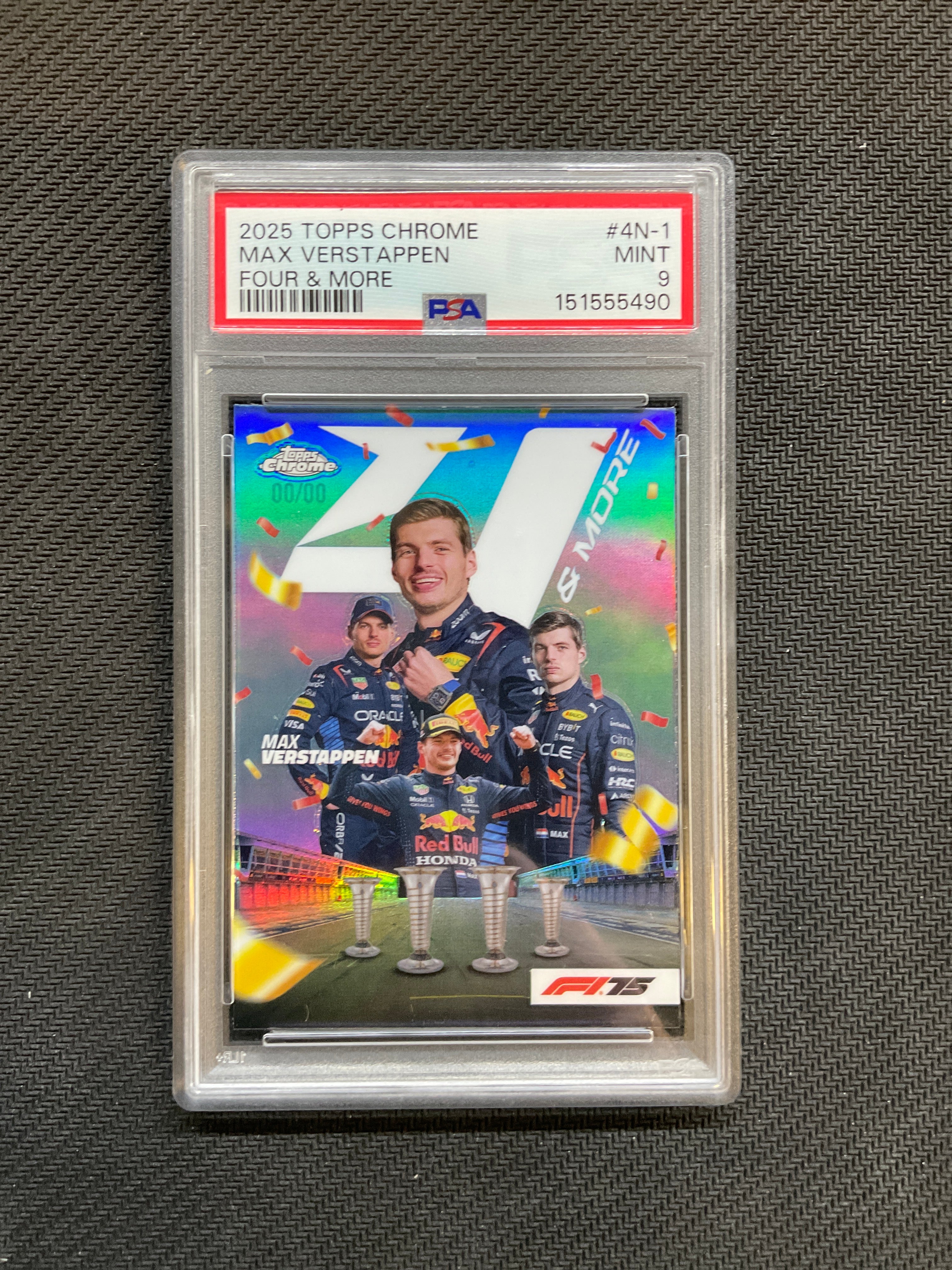2025 Topps Chrome F1 Max Verstappen Four & More PSA 9 490