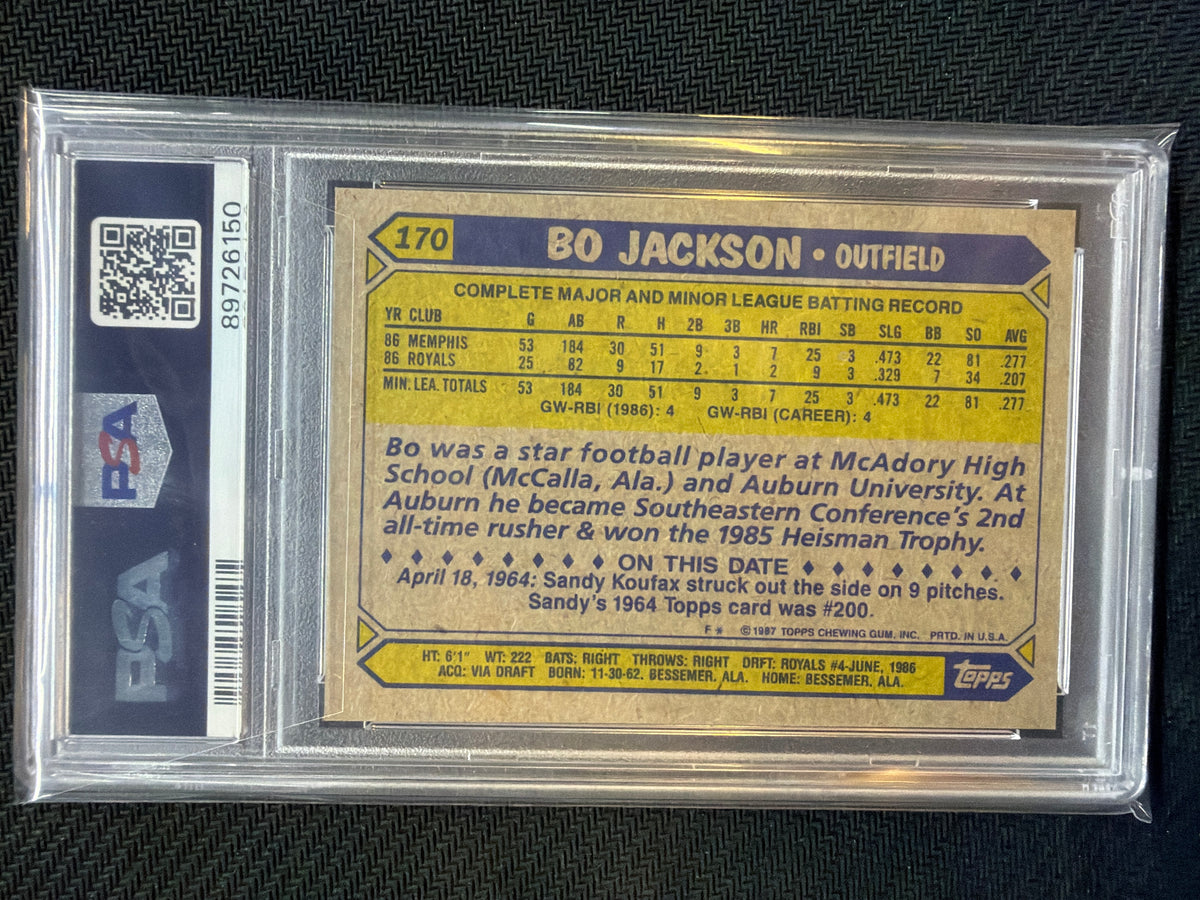 1987 Topps Bo Jackson Future Stars Rookie #170 PSA 9 150 Royals