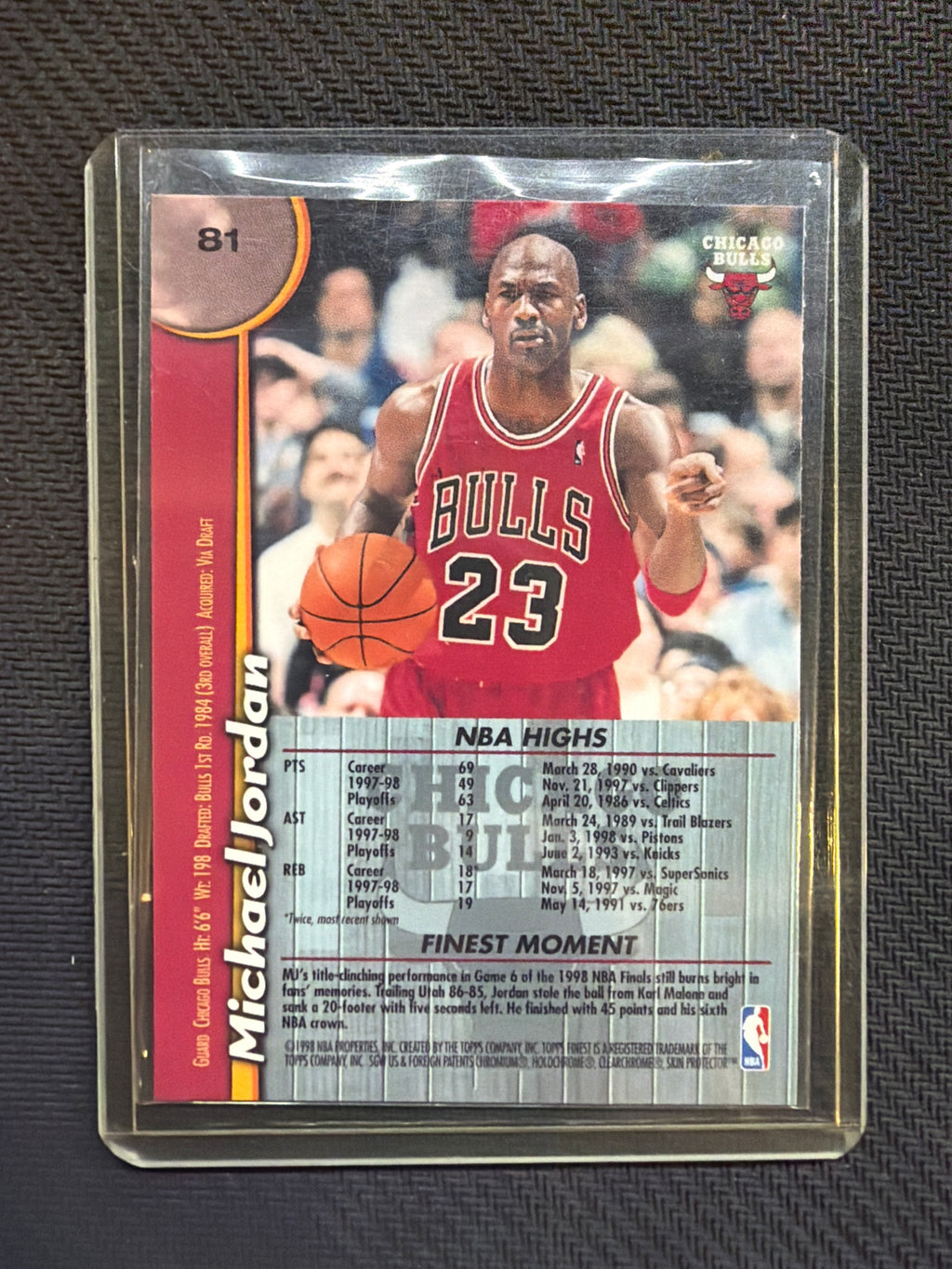 1998 Finest Michael Jordan W/Coating #81 Bulls