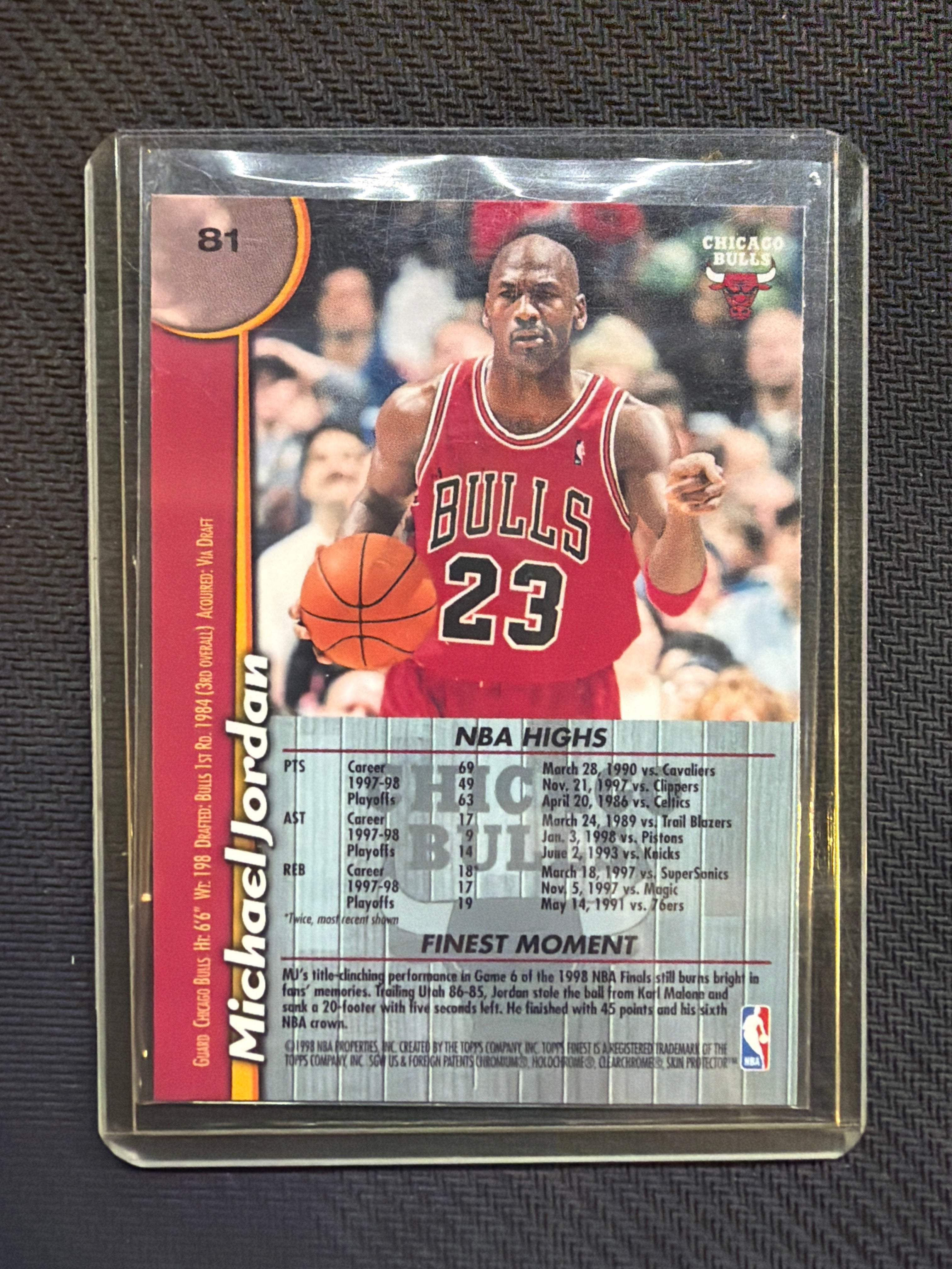 1998 Finest Michael Jordan W/Coating #81 Bulls