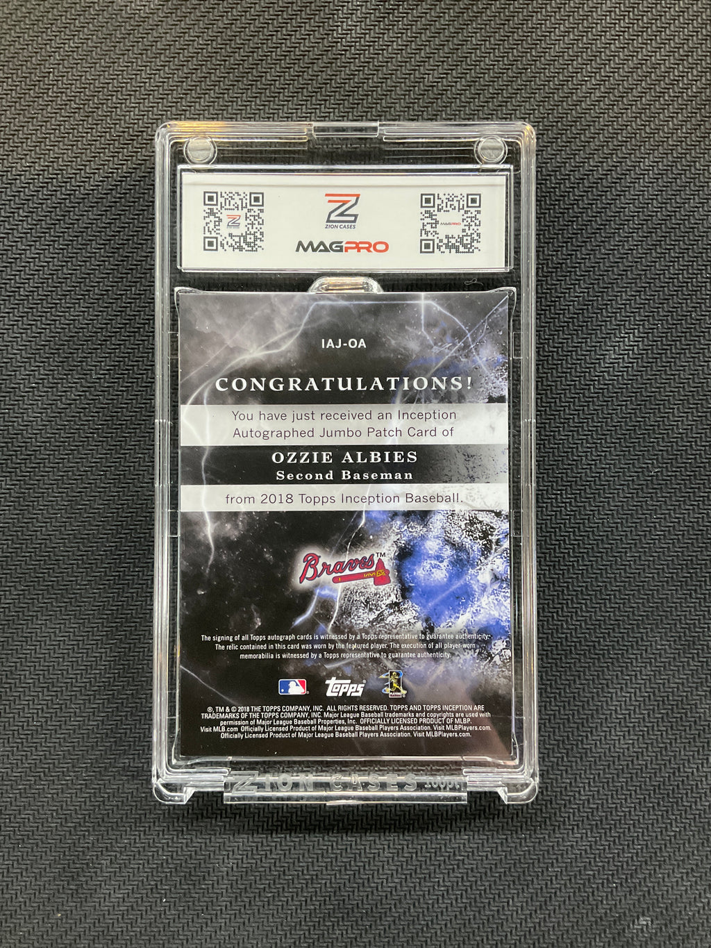 2018 Topps Inception Ozzie Albies Rookie Patch Auto /80 Braves