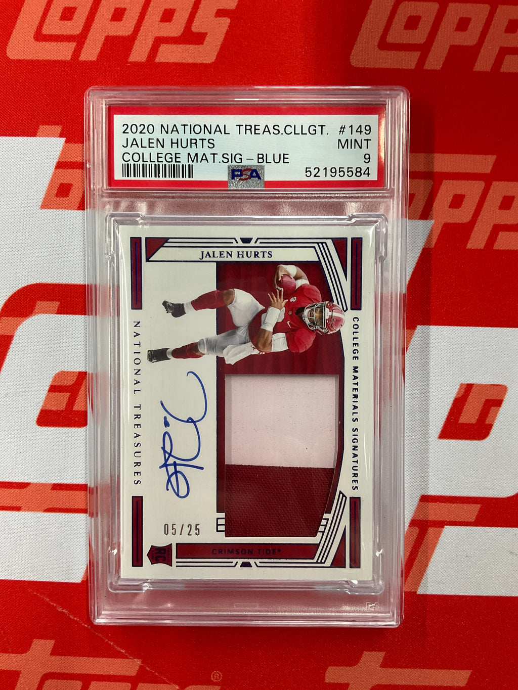 2020 National Treasures Jalen Hurts Patch Auto /25 PSA 9 Alabama
