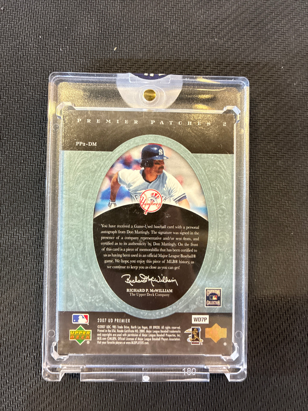 2007 Upper Deck Premier Don Mattingly Patch Auto /25 Yankees