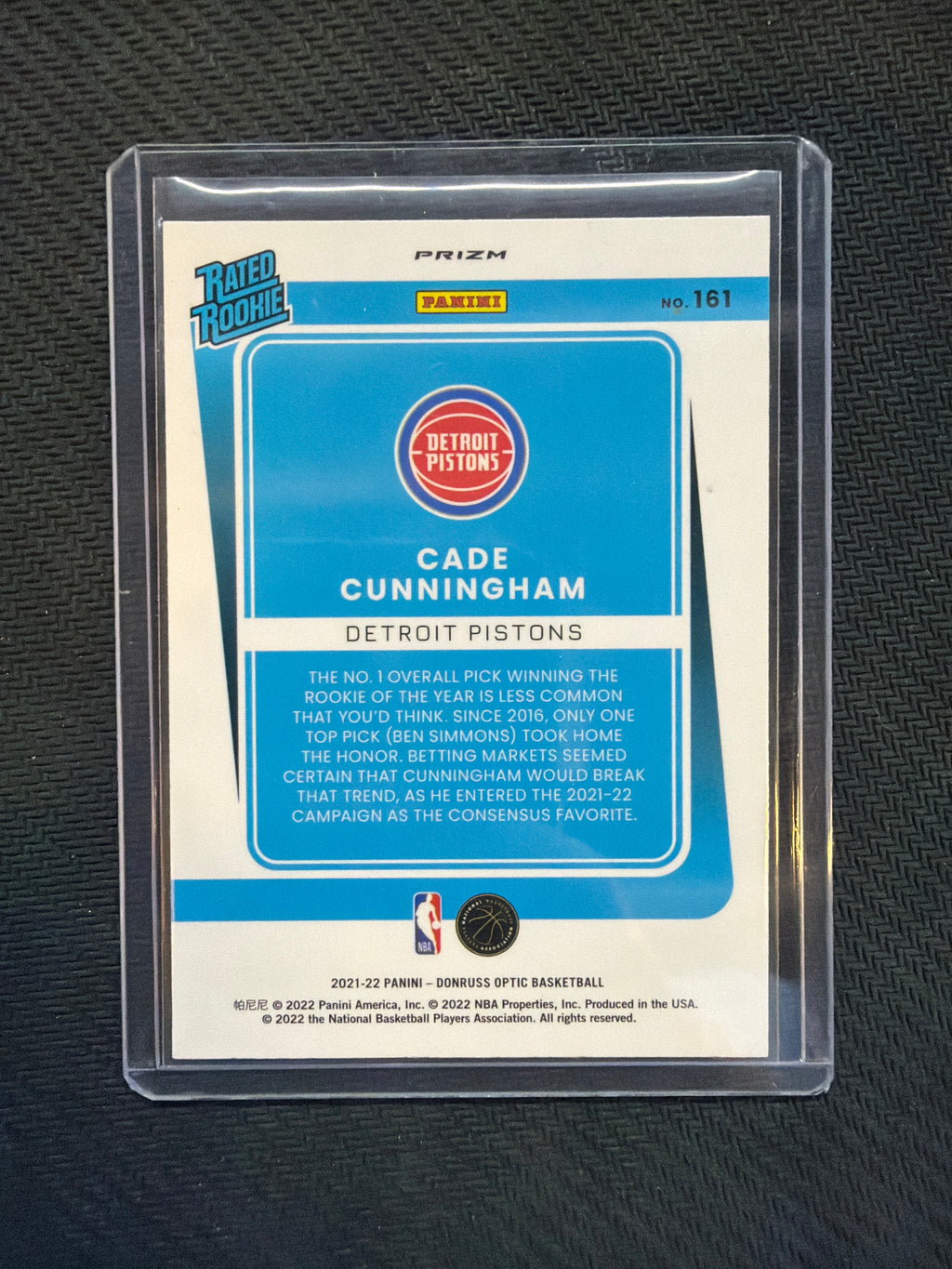 2021-22 Optic Cade Cunningham Blue Velocity Rated Rookie Pistons