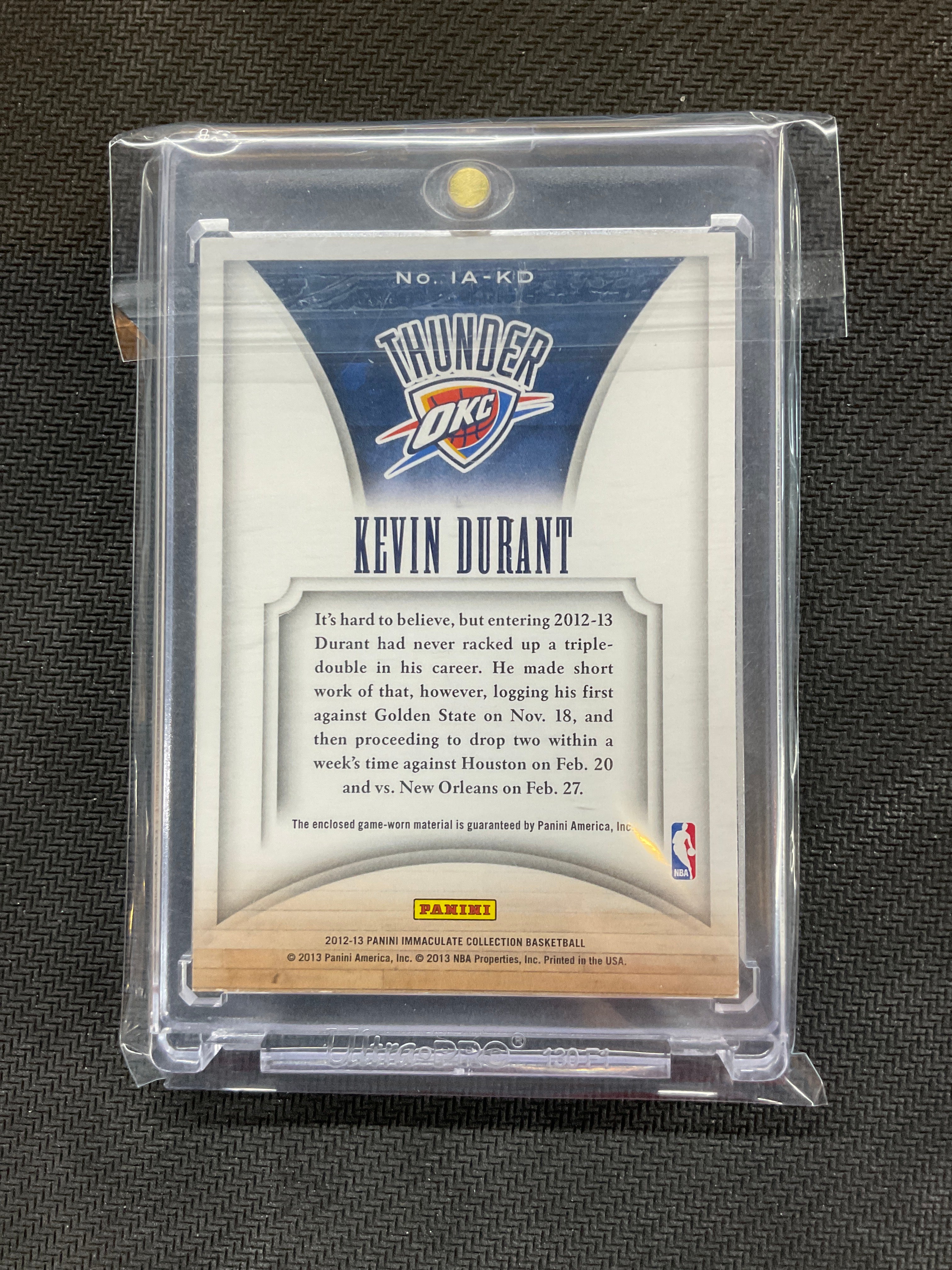 2012-13 Immaculate Kevin Durant Laungry Tag Logoman Patch /5 Thunder