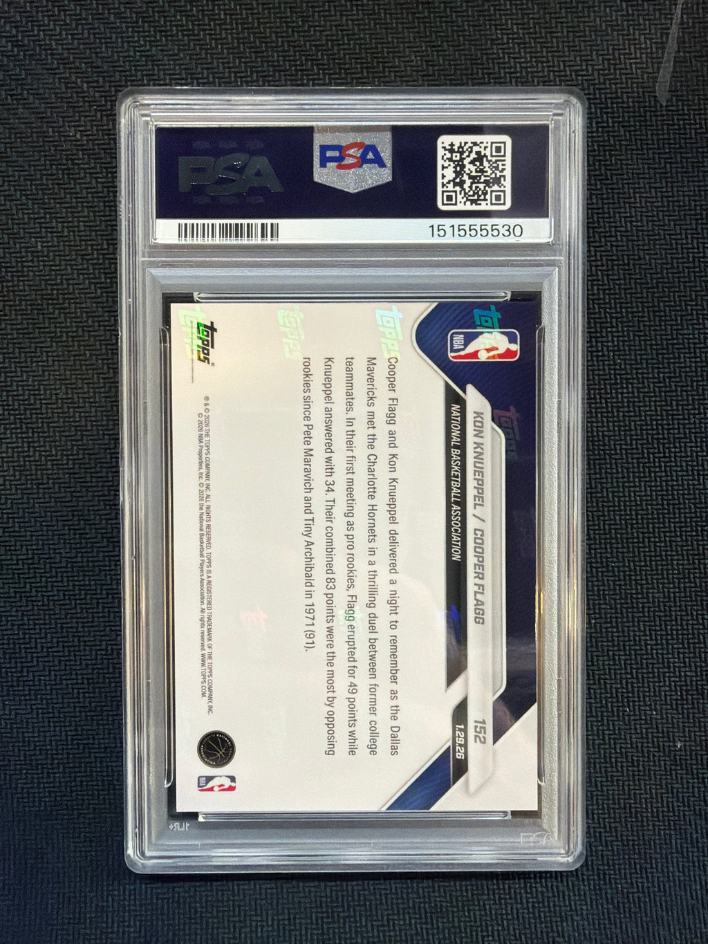 2025 Topps Now Cooper Flagg Kon Knueppel Rookie PSA 10 530