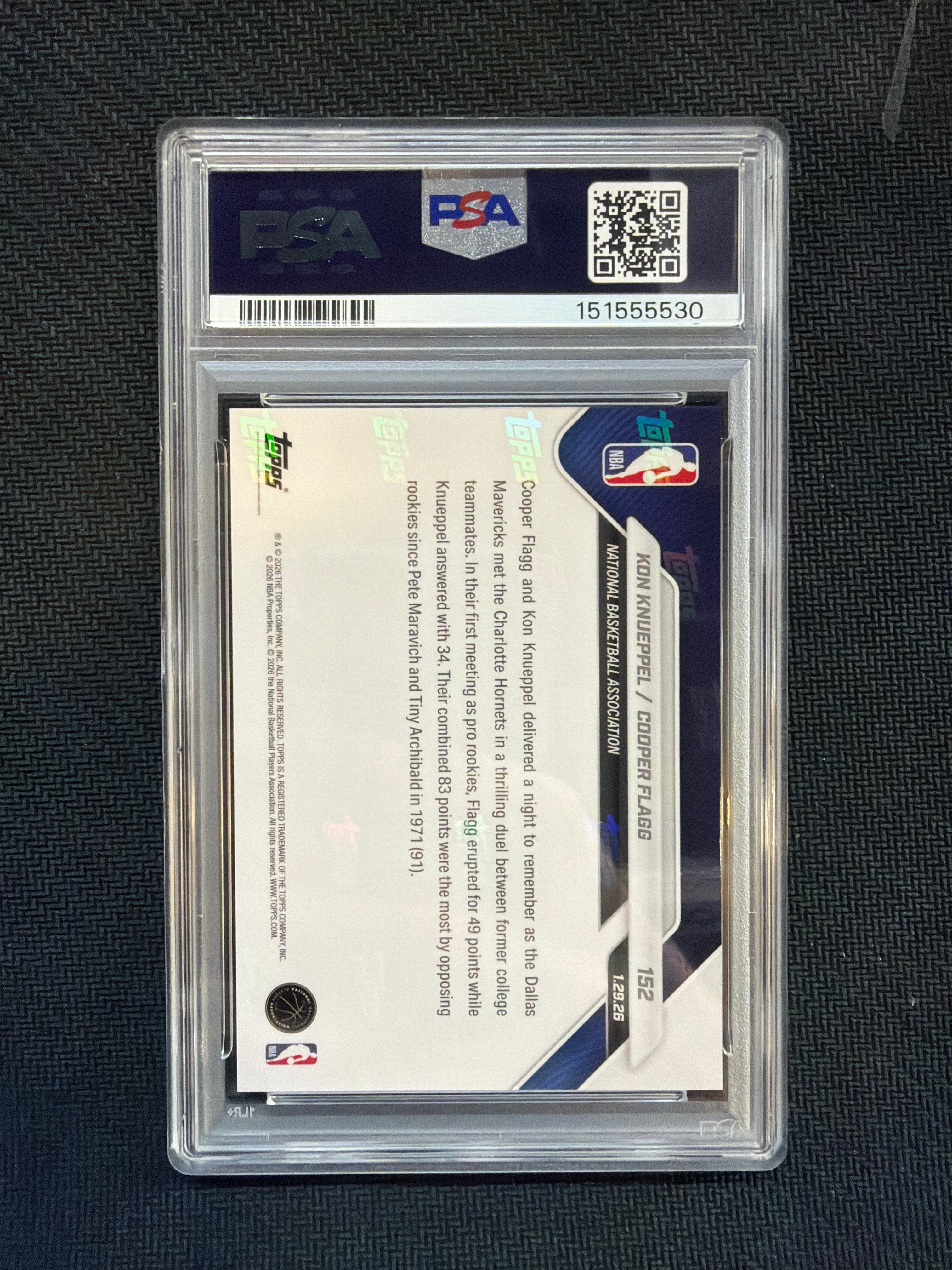 2025 Topps Now Cooper Flagg Kon Knueppel Rookie PSA 10 530