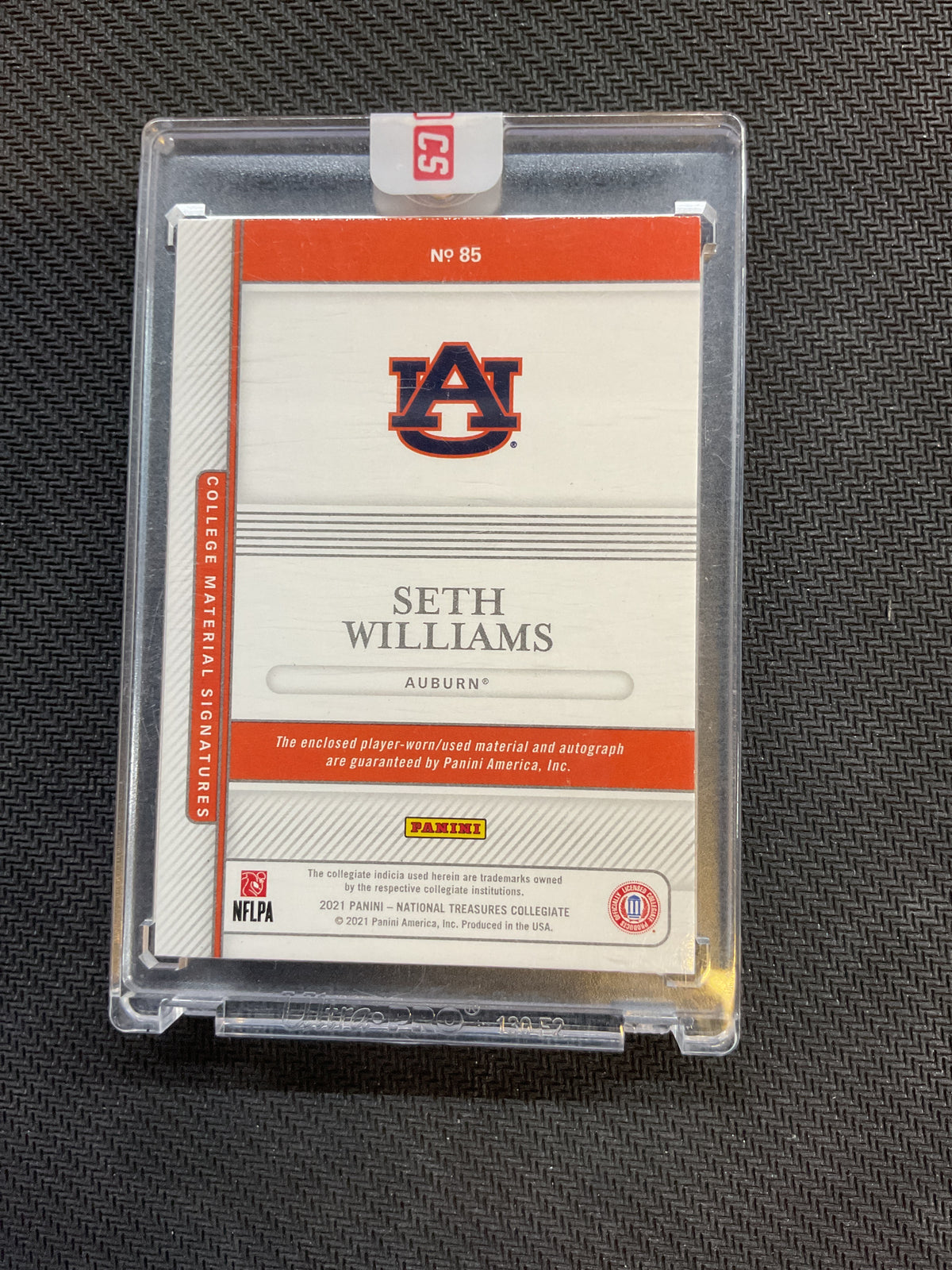 2021 National Treasures Collegiate Seth Williams Patch Auto /8 Auburn