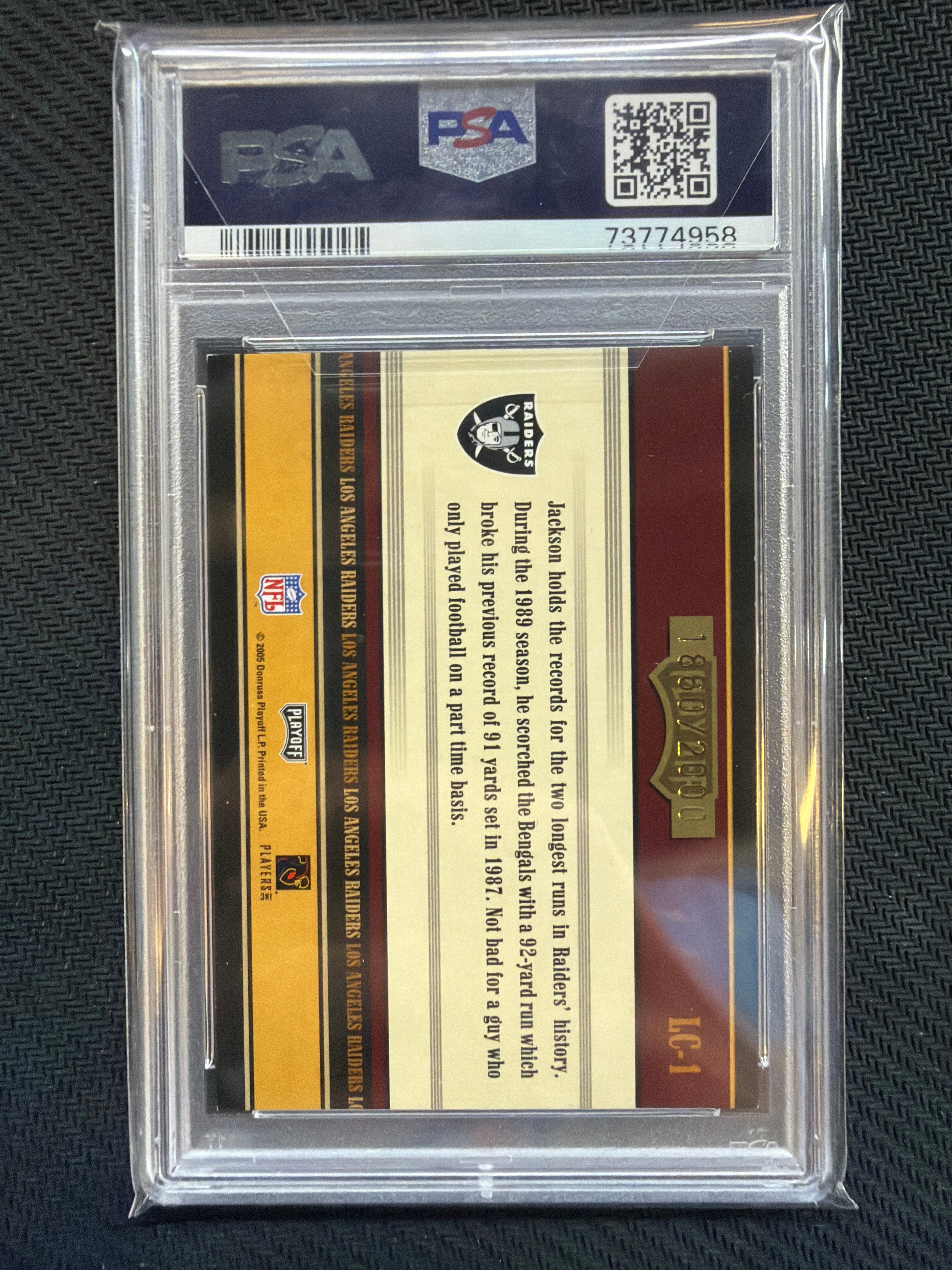 2005 Playoff Contender Bo Jackson Legendary Contenders Blue #LC-1 PSA 7 Raiders