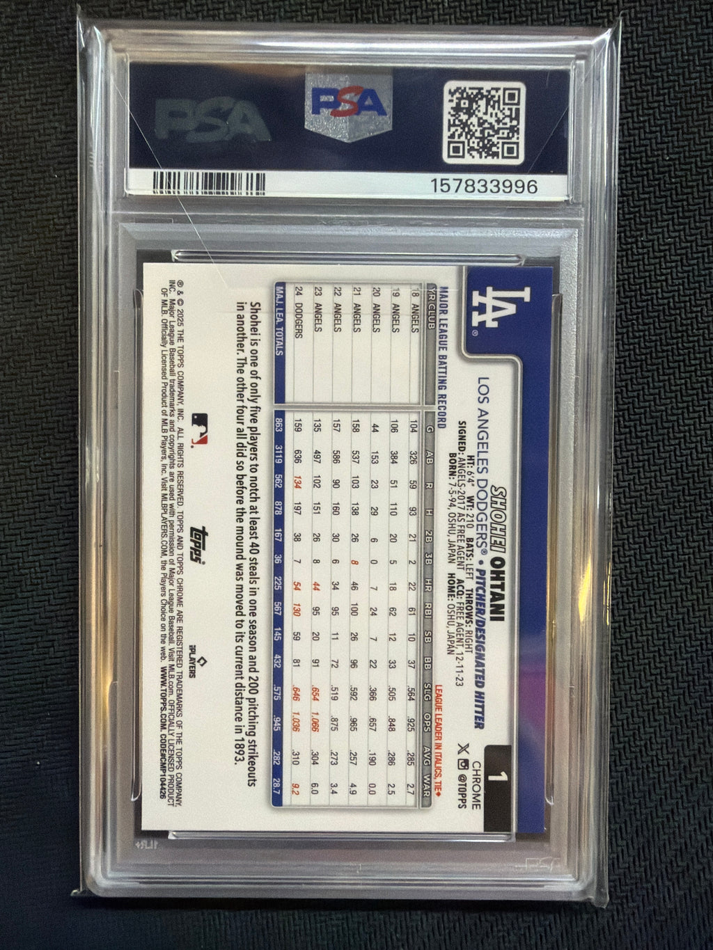2025 Topps Chrome Sapphire Shohei Ohtani #1 PSA 10 Dodgers