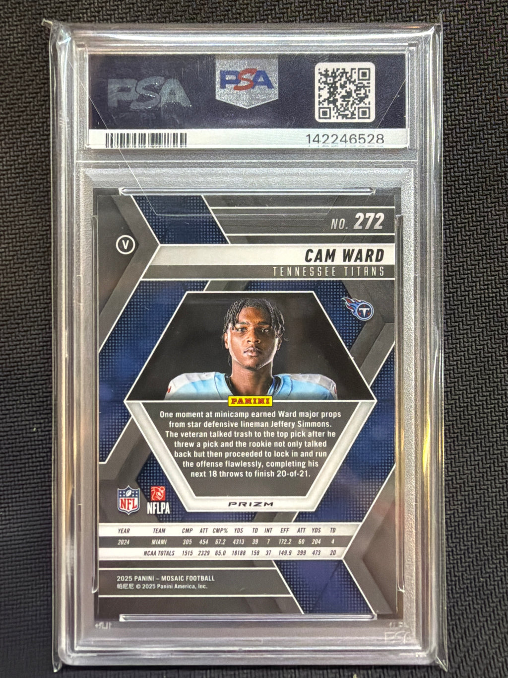 2025 Mosaic Cam Ward Silver #272 Rookie PSA 10 Titans