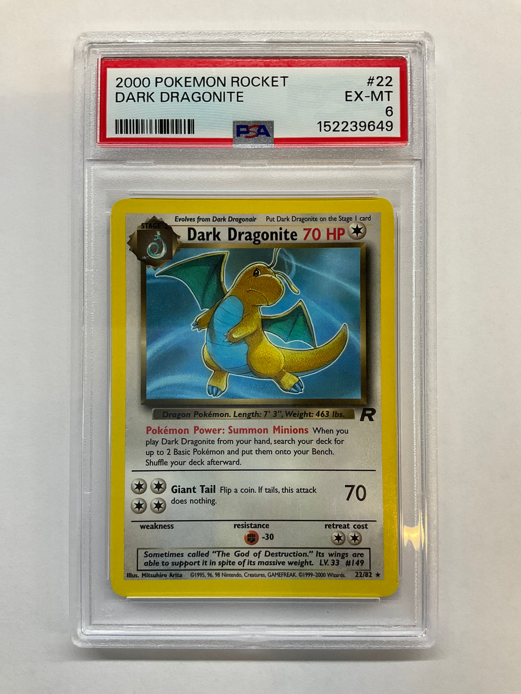 2000 Pokemon Team Rocket Dark Dragonite #22 PSA 6