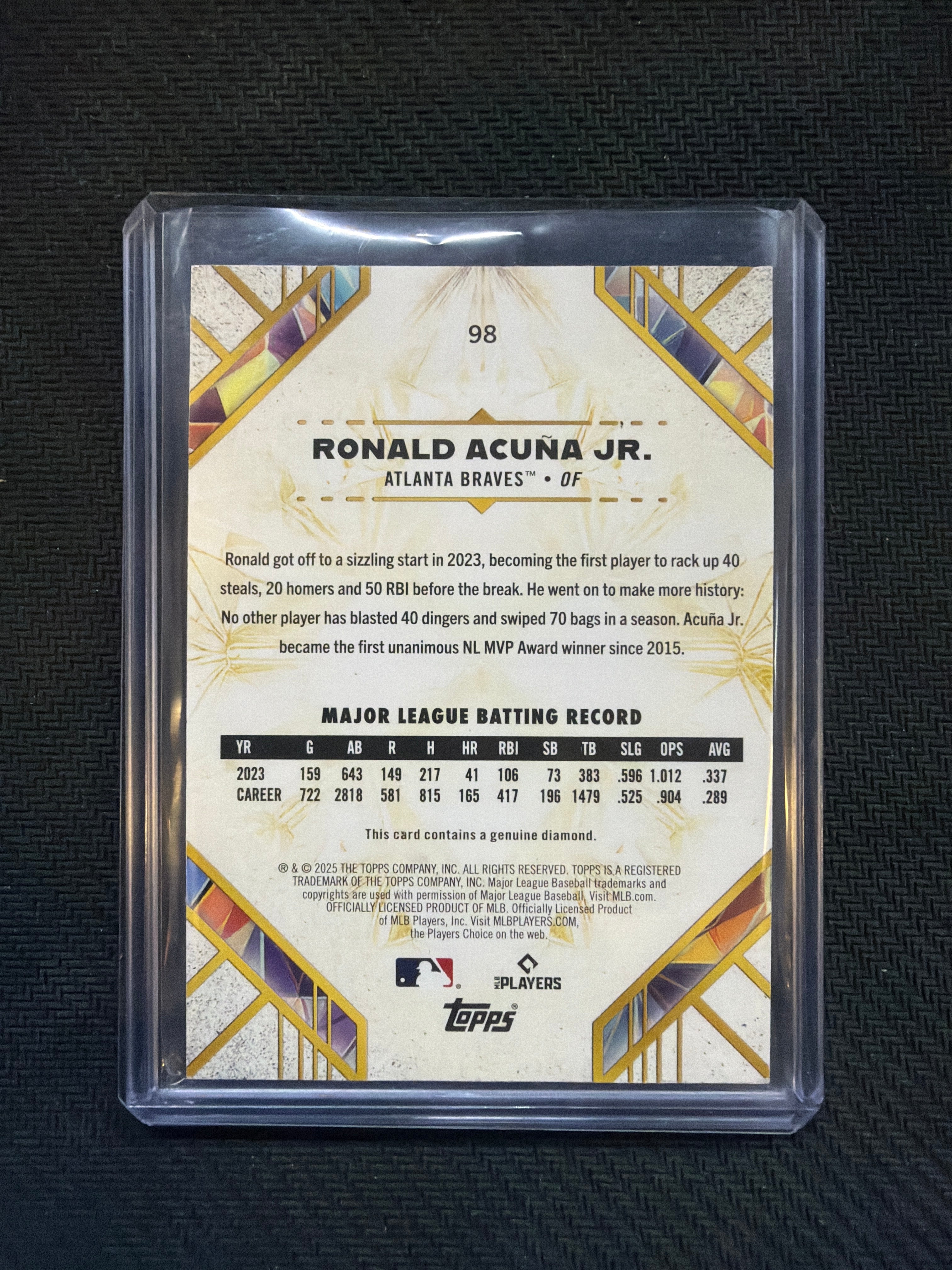 2025 Topps Diamond Icons Ronald Acuna Jr /15 Braves