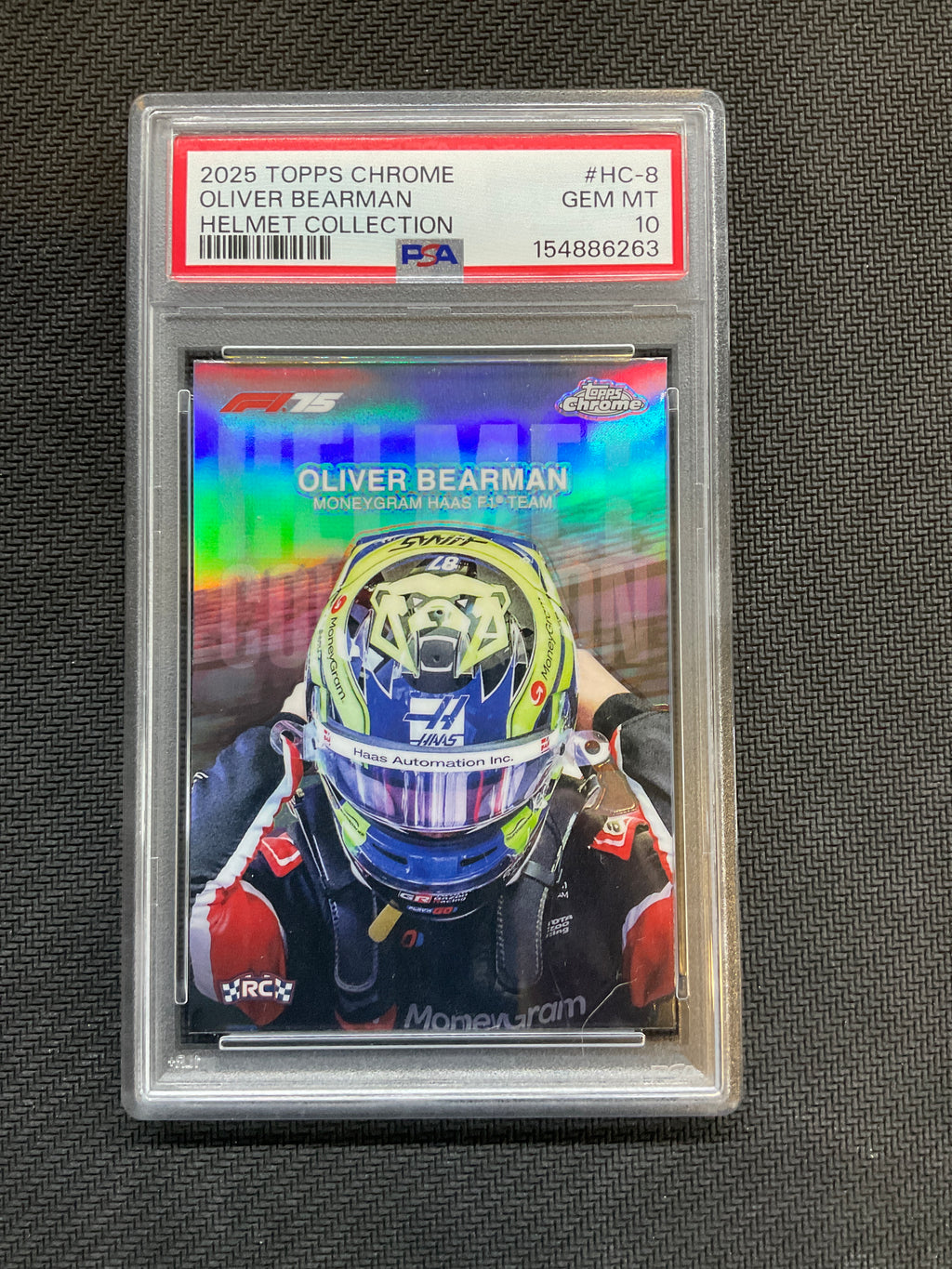 2025 Topps Chrome F1 Oliver Bearman Helmet Collection PSA 10