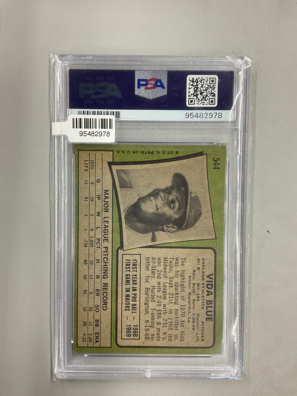 1971 Topps Vida Blue #544 PSA 5 A's