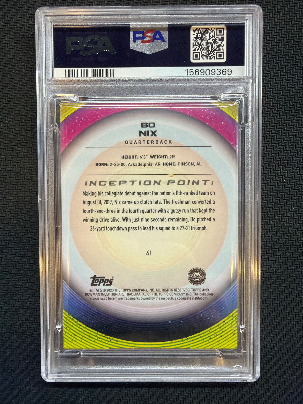 2022-23 Bowman Inception University Bo Nix #61 PSA 10 Oregon