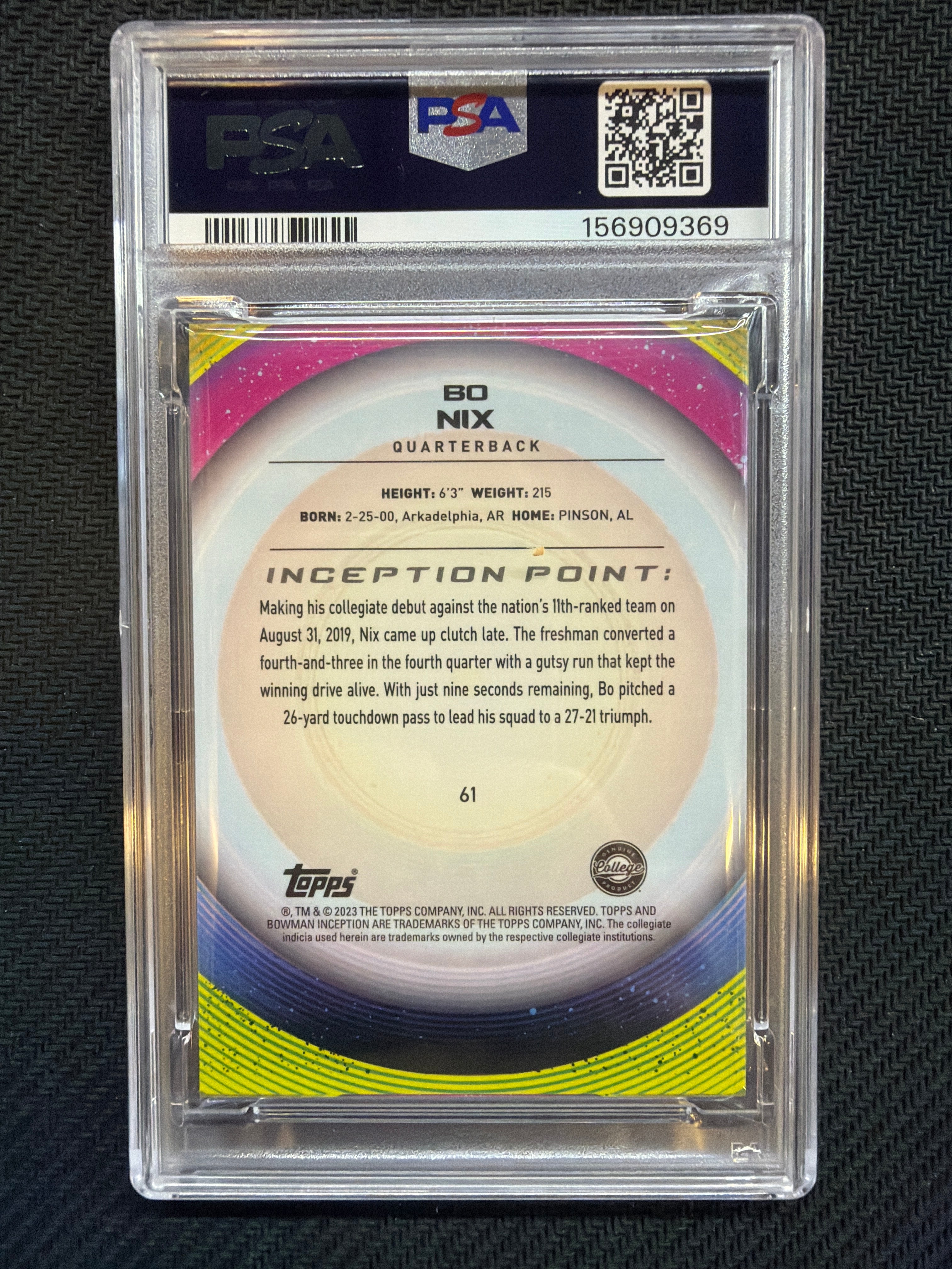 2022-23 Bowman Inception University Bo Nix #61 PSA 10 Oregon