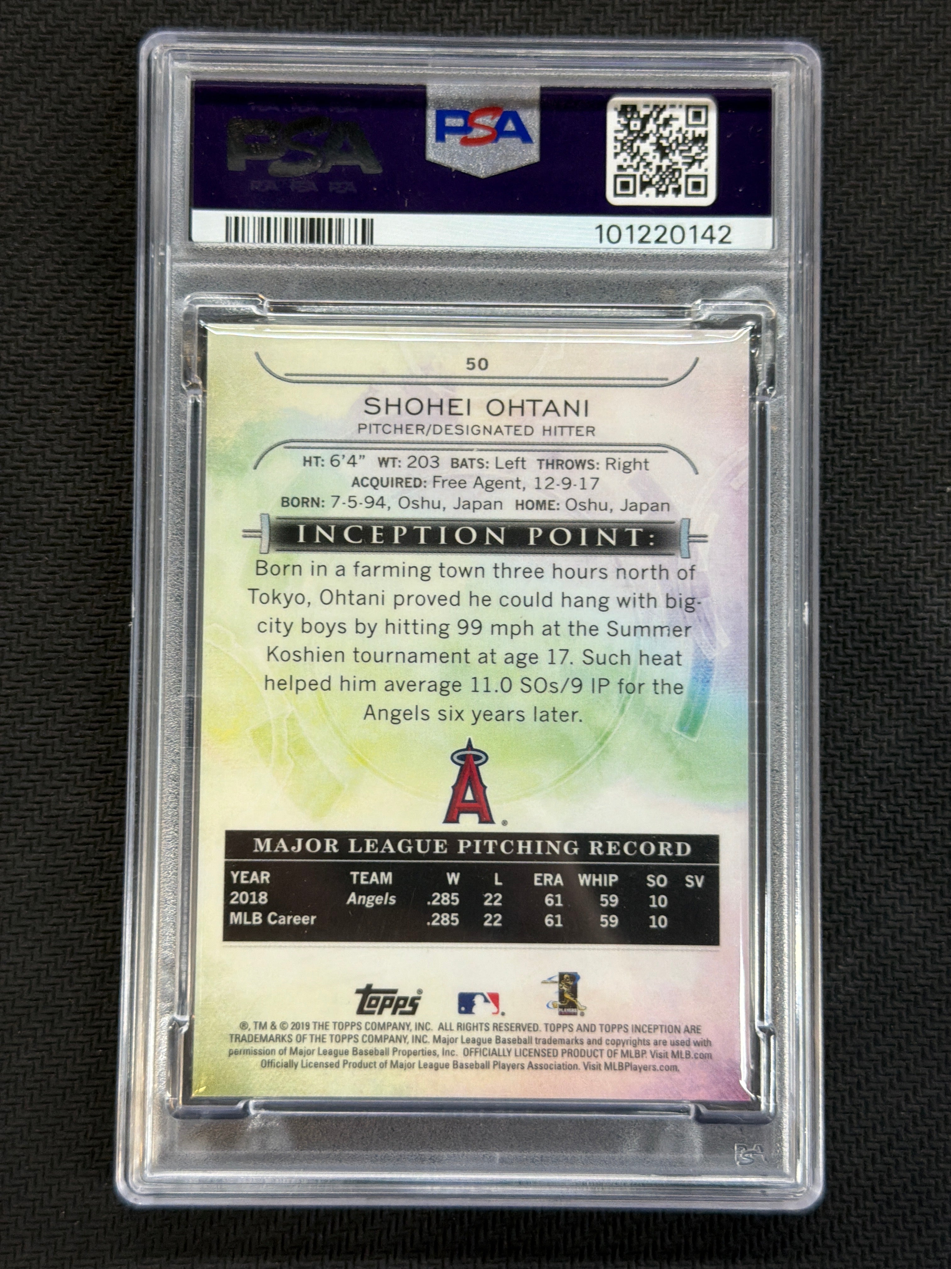 2019 Topps Inception Shohei Ohtani #50 PSA 9 Angels
