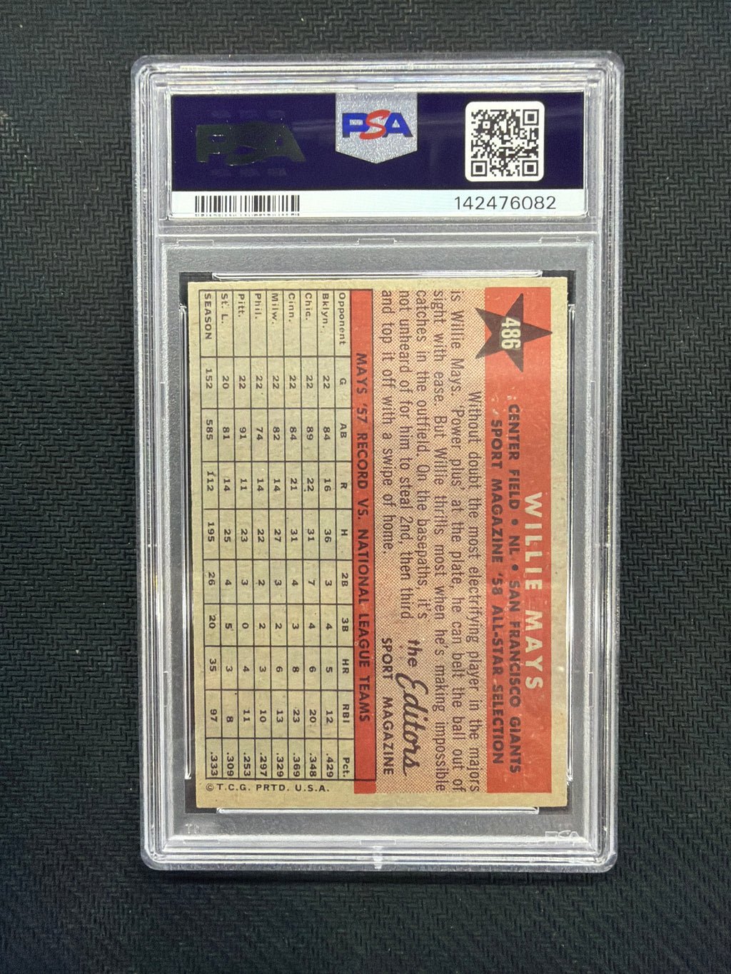 1958 Topps Willie Mays All Star PSA 6 Giants