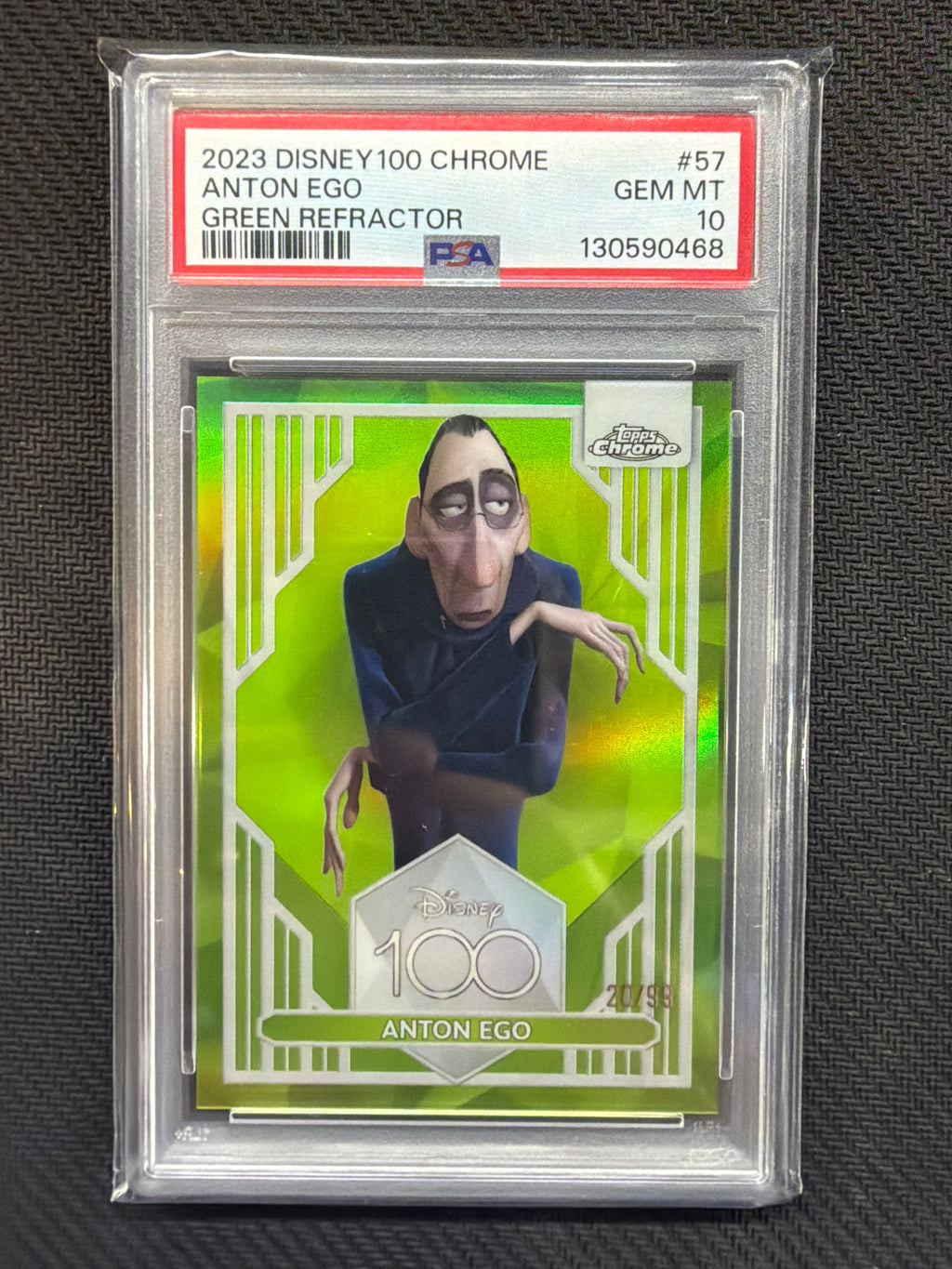 2023 Topps Chrome Disney 100 Anton Ego Green /99 PSA 10 #57
