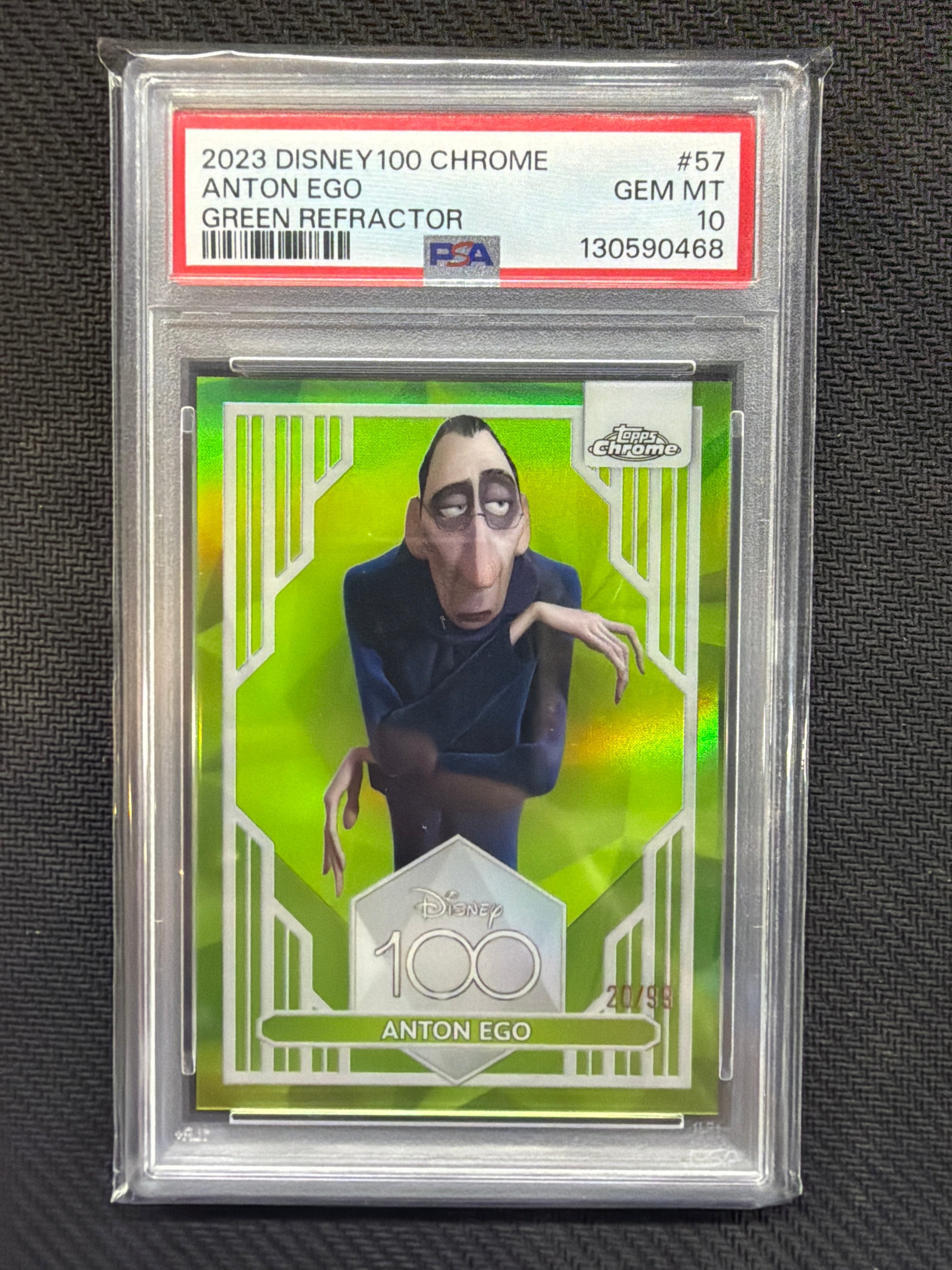 2023 Topps Chrome Disney 100 Anton Ego Green /99 PSA 10 #57
