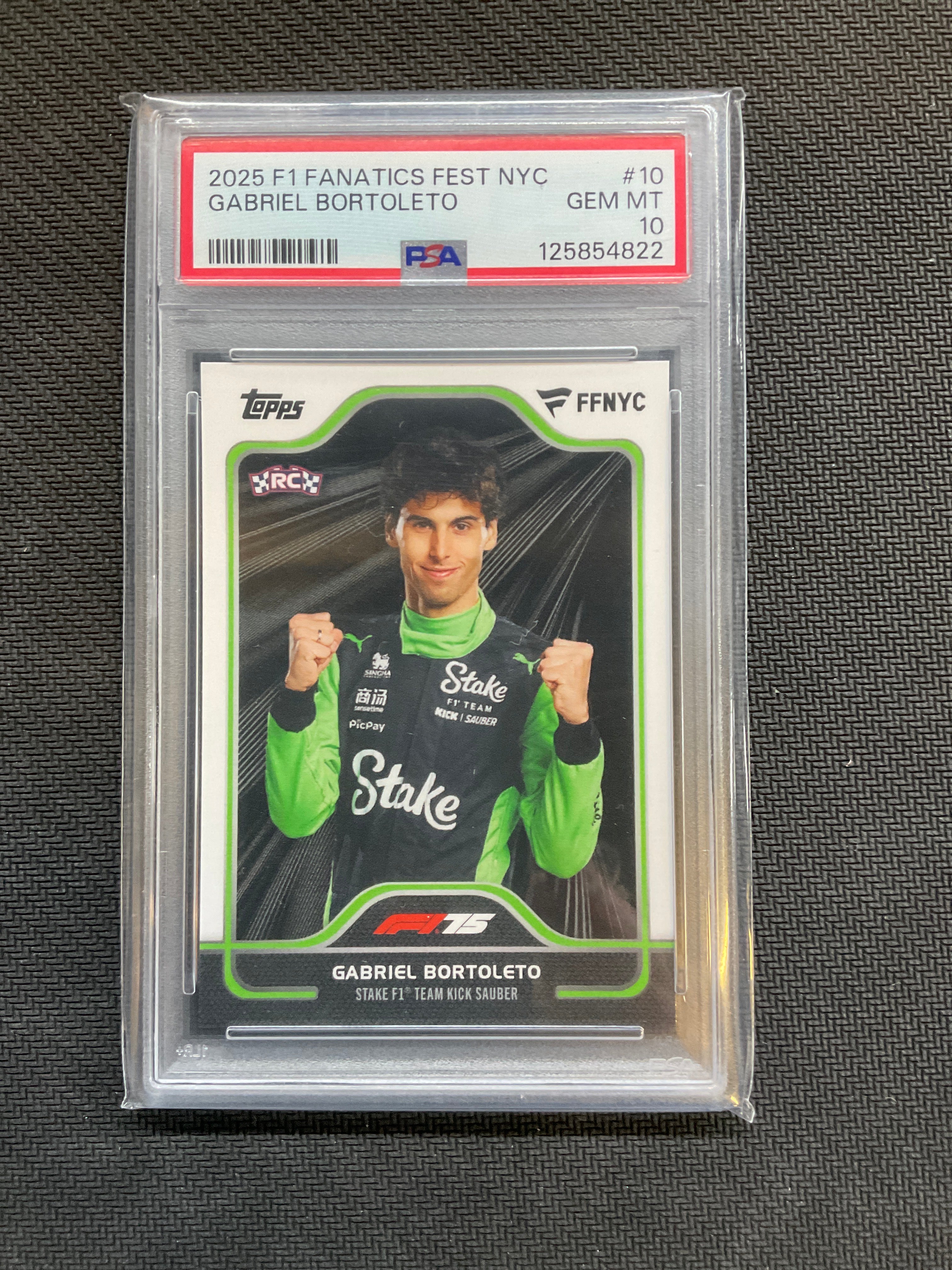 2025 Topps F1 Fanatics Fest Gabriel Bortoleto Rookie PSA 10 822