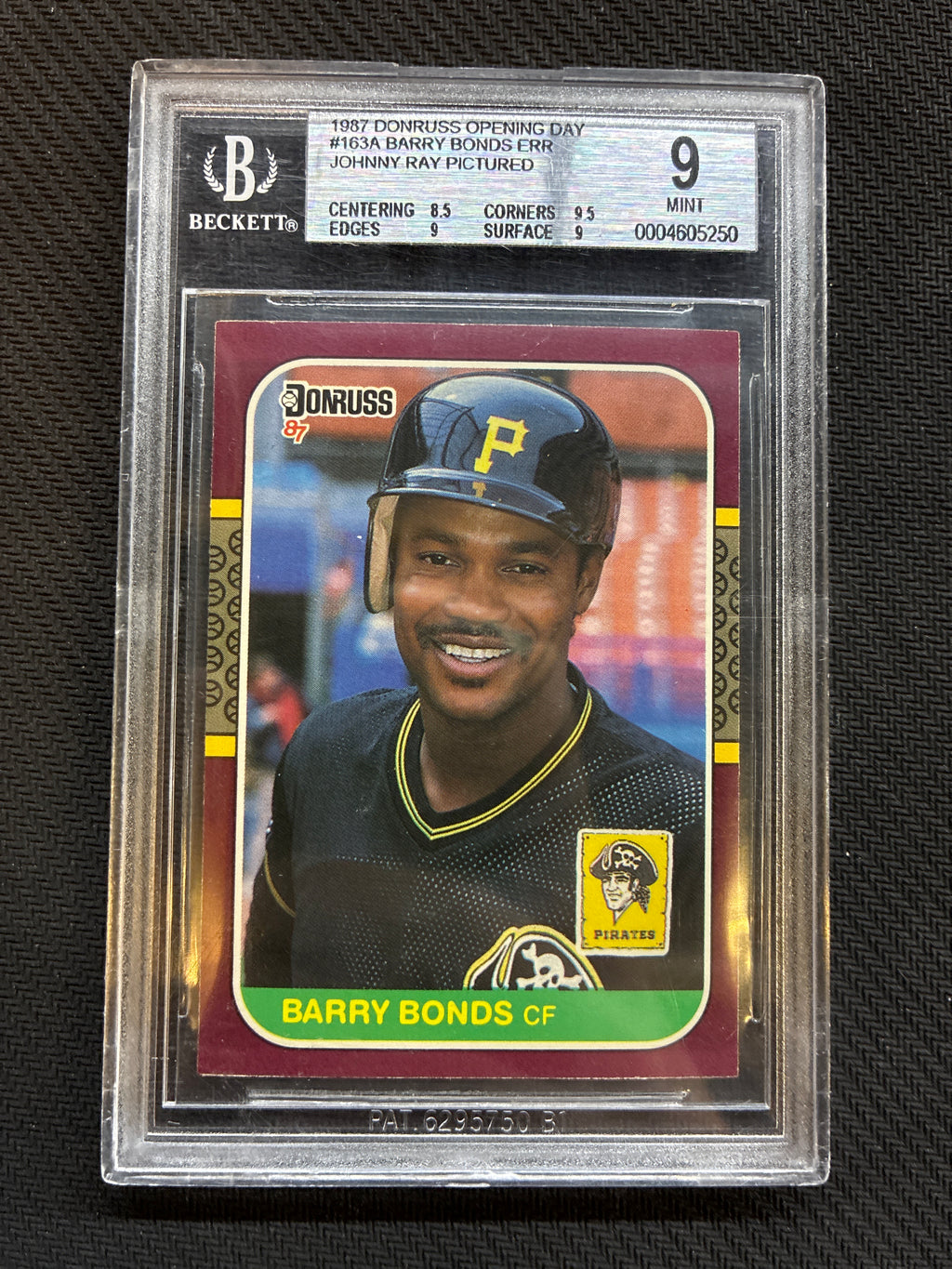 1987 Donruss Opening Day Barry Bonds / Johnny Ray Error Card BGS 9 Pirates