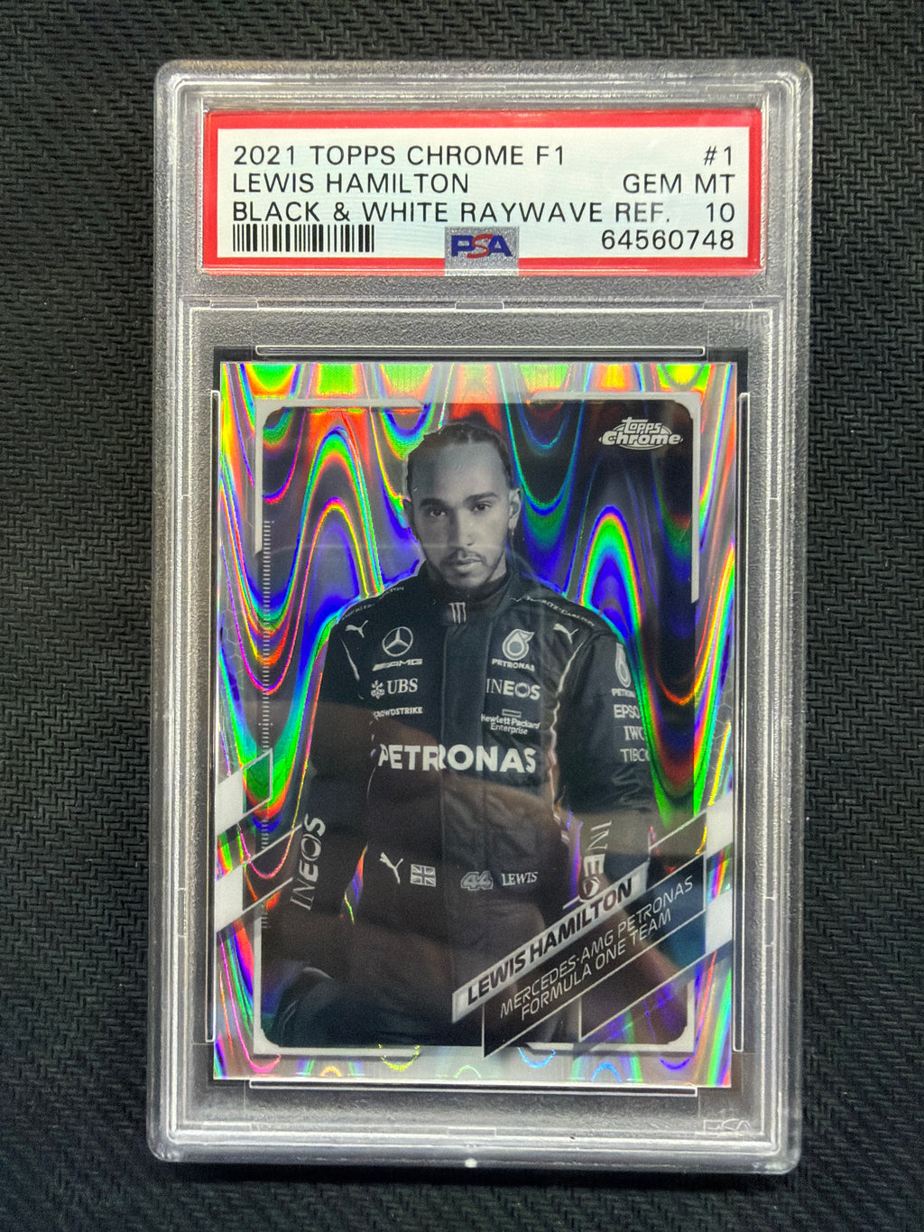 2021 Topps Chrome F1 Lewis Hamilton Black & White Raywave PSA 10
