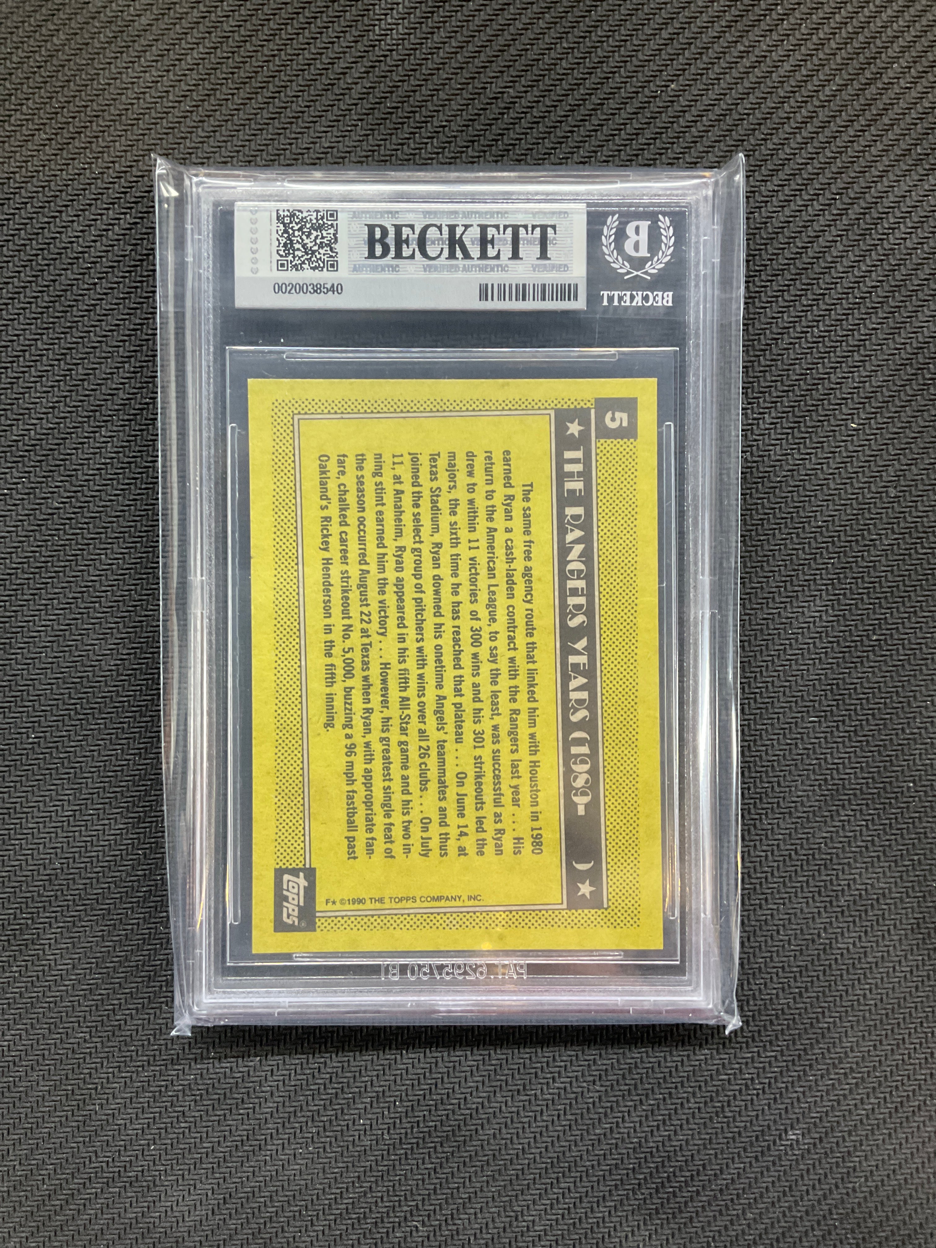 1990 Topps Nolan Ryan Slaute BGS 9