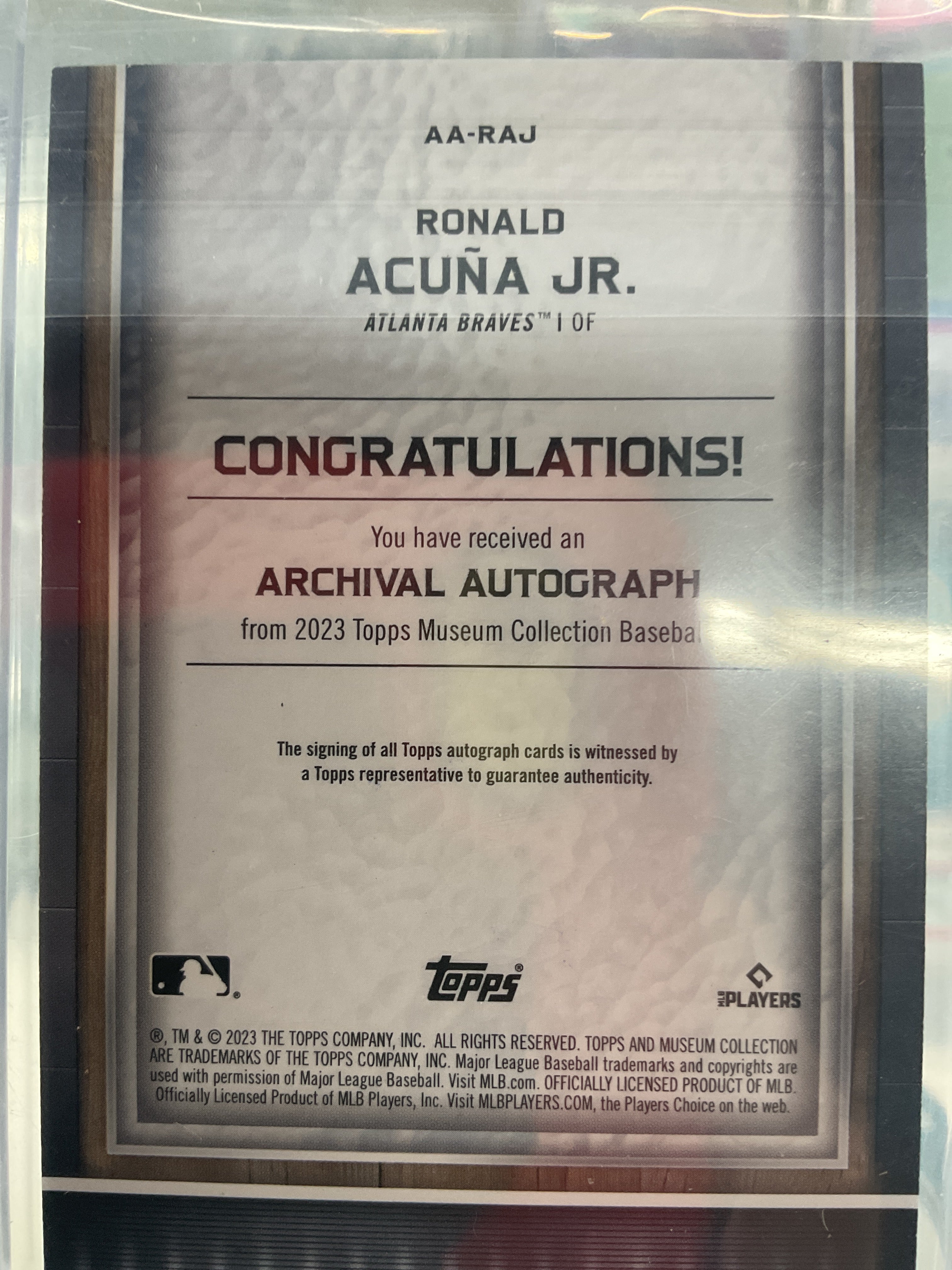 2023 Topps Museum Ronald Acuna Jr. Red Auto /10 braves