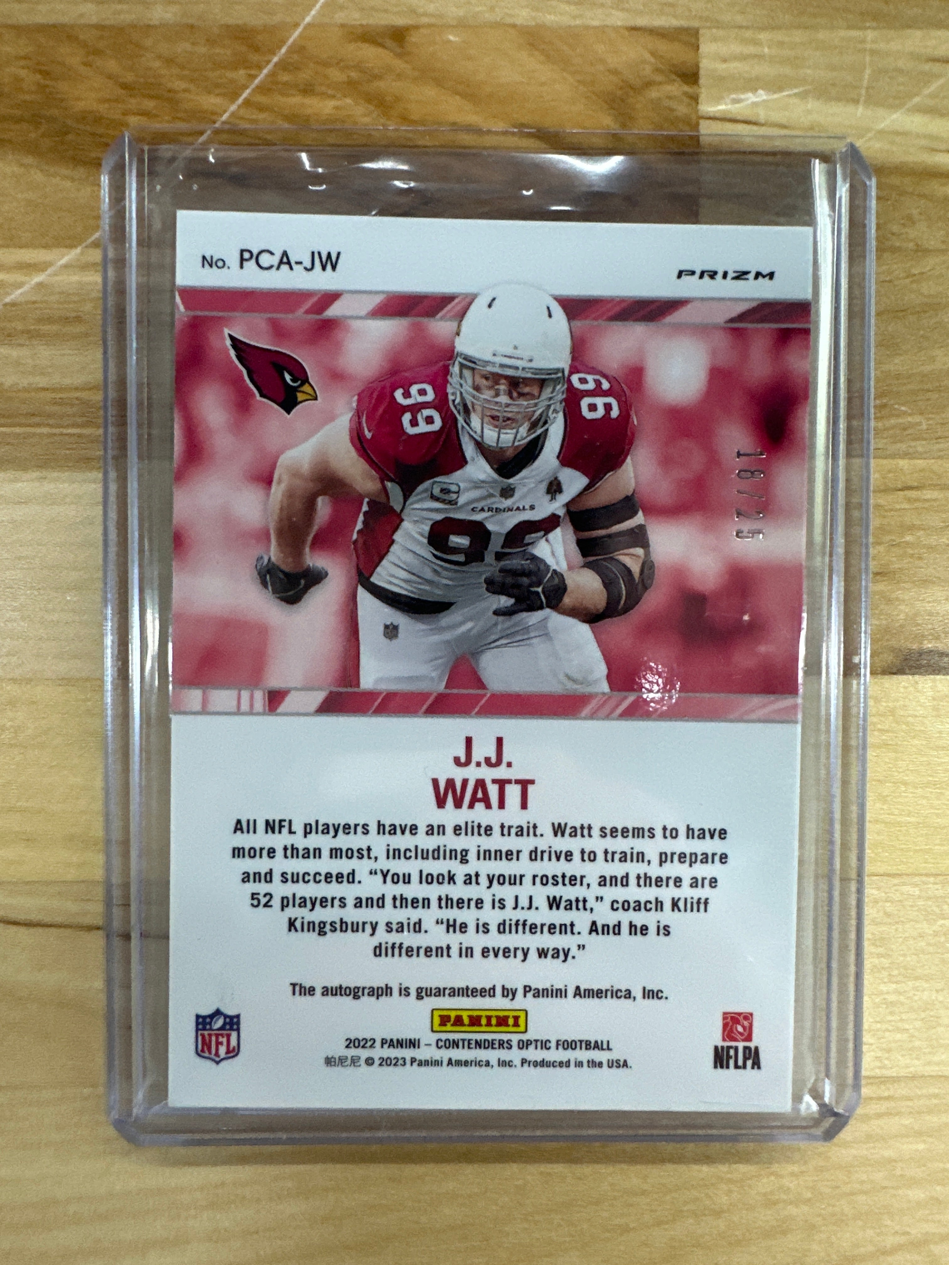 2022 Contenders Optic J.J. Watt Orange Auto /25