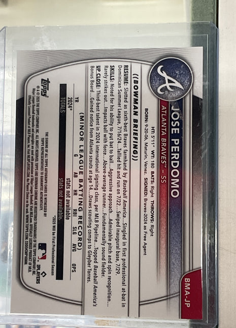 2025 Bowman Mega Box Jose Perdomo Auto Braves