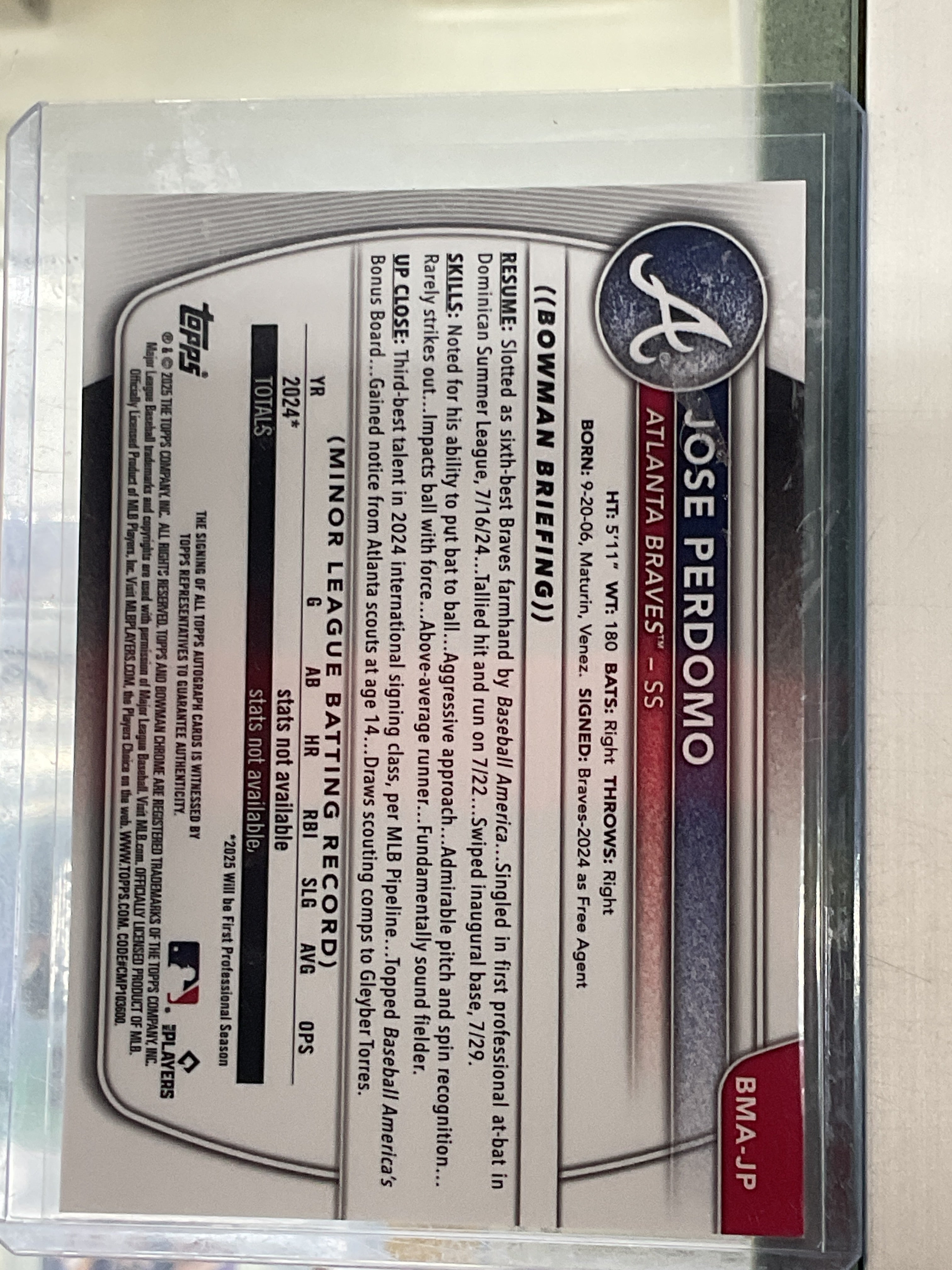 2025 Bowman Mega Box Jose Perdomo Auto Braves