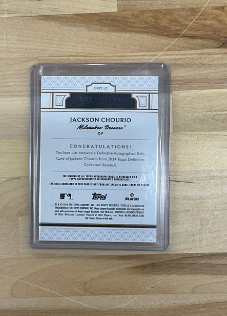 2024 Topps Definitive Jackson Chourio Patch Auto /10 Brewers