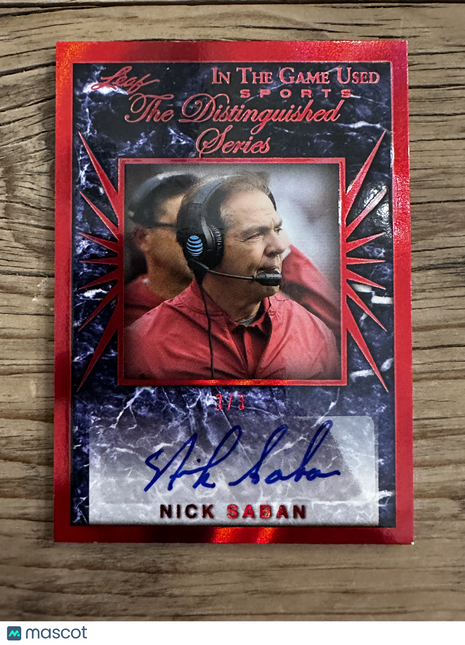 2022 Leaf Nick Saban The Distinguished Red Auto /3