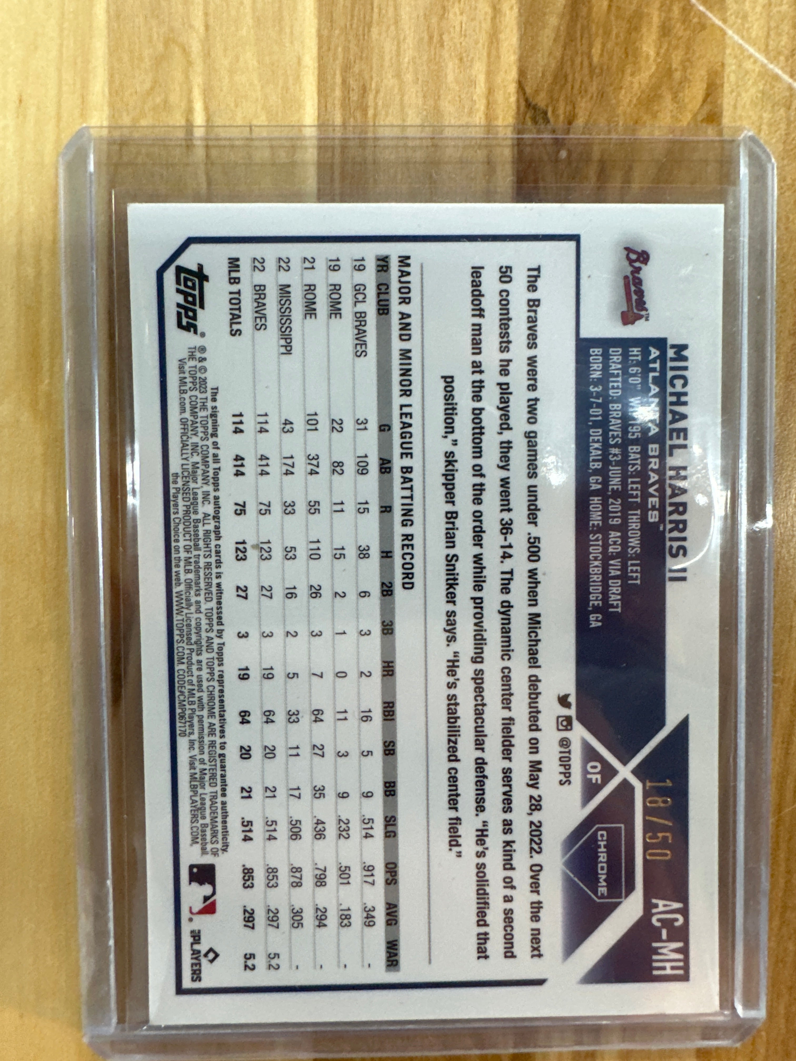 2023 Topps Chrome Michael Harris II Rookie Auto /50