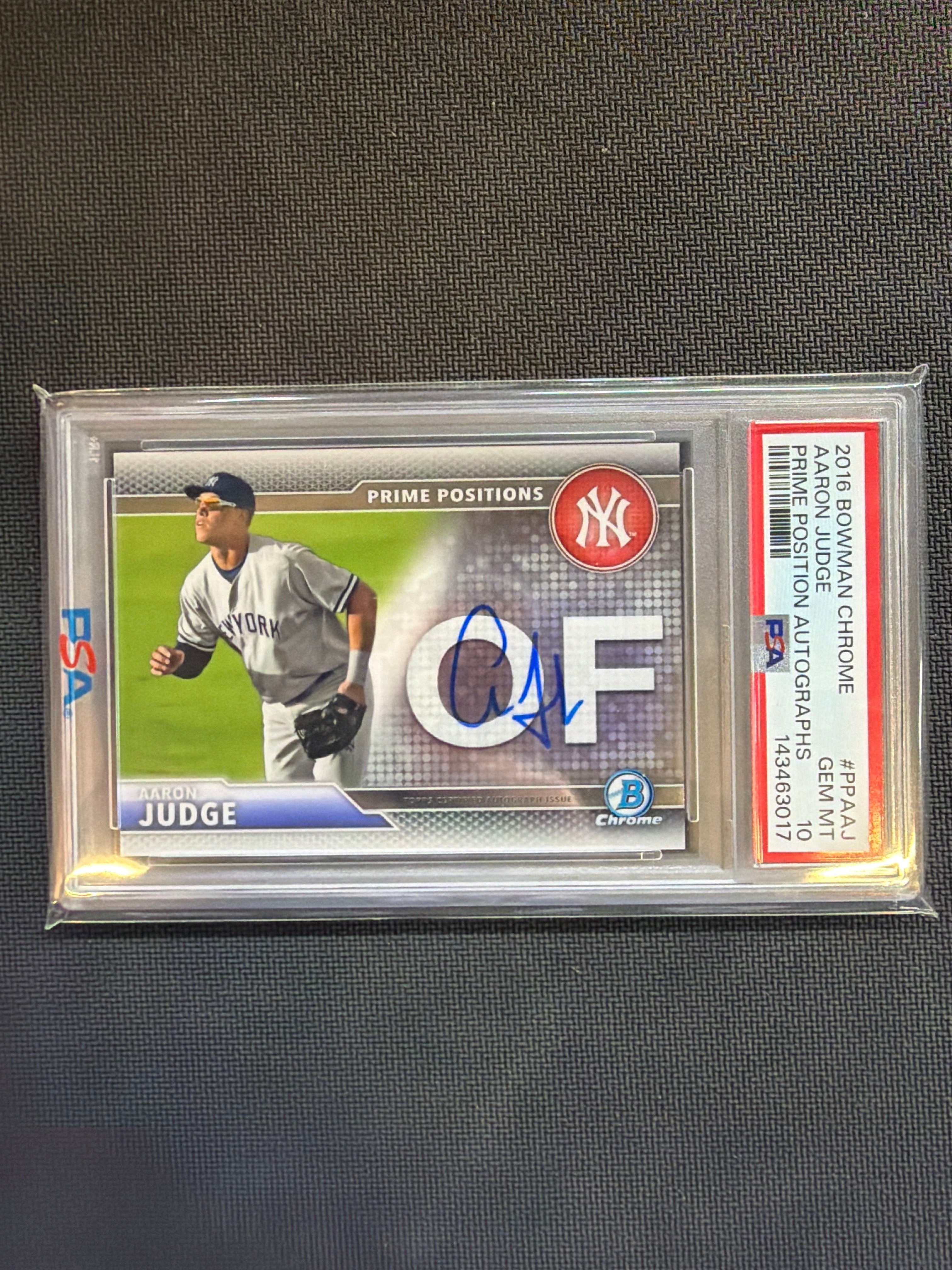 2016 Bowman Chrome Aaron Judge Prime Position Auto PSA 10 Yankees