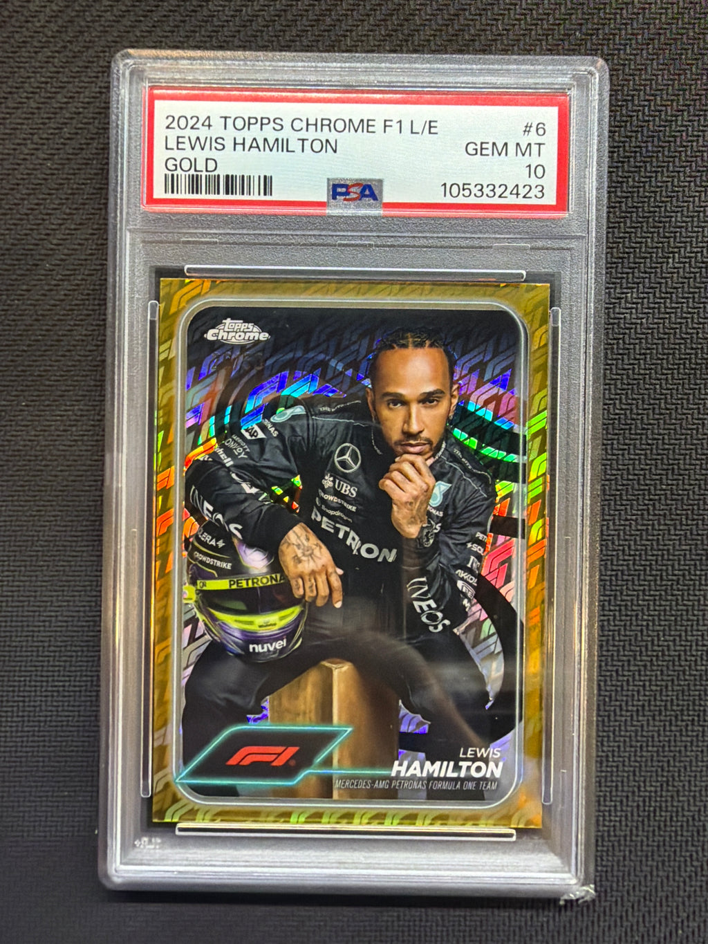 2024 Topps Chrome Logofractor Lewis Hamilton Gold /50 #6 PSA 10 423