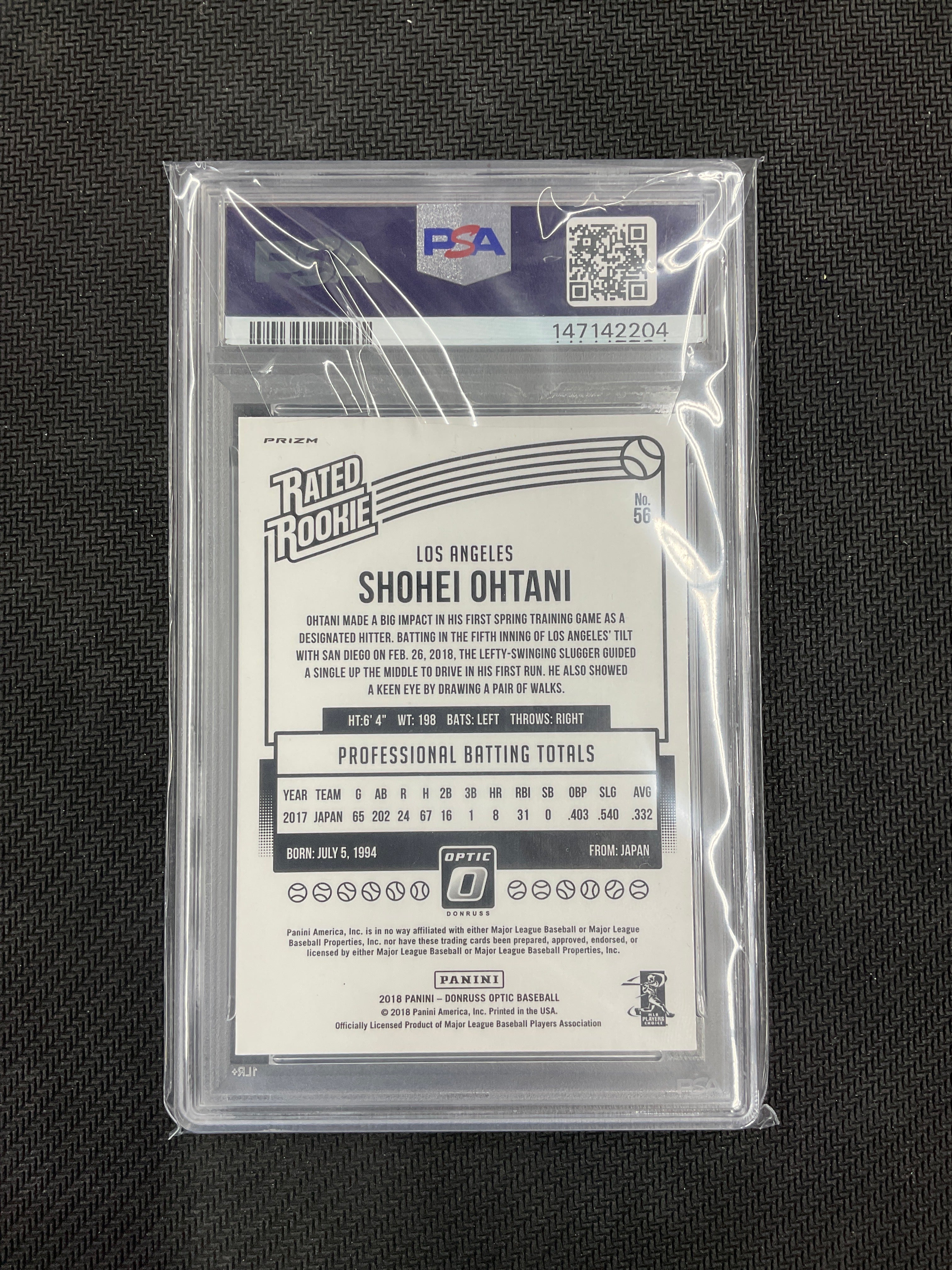 2018 Donruss Optic Shohei Ohtani Rookie Holo PSA 10 Angels