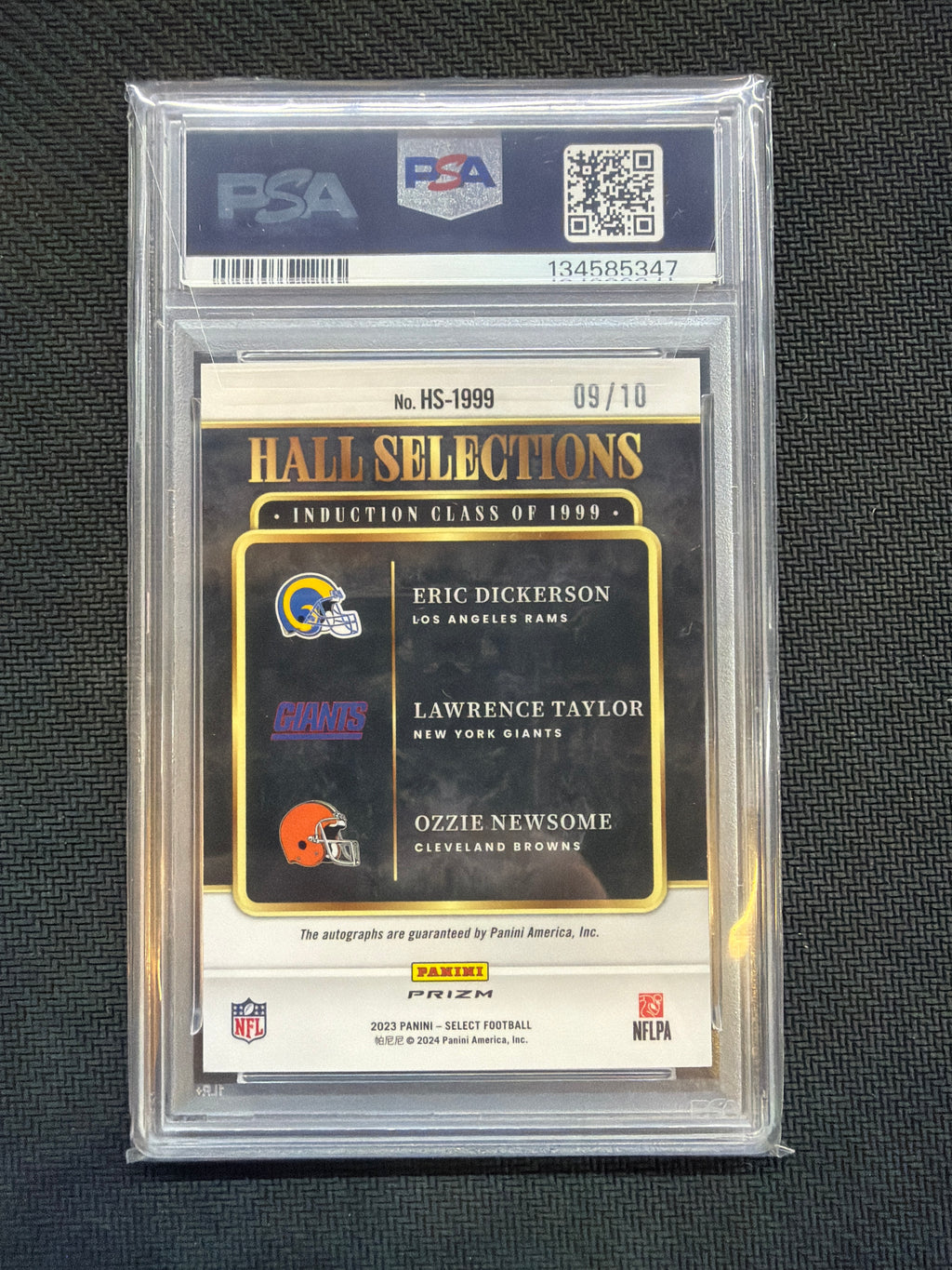 2023 Select Eric Dickerson Lawrence Taylor Ozzie Newsome Triple Auto Gold /10 PSA 10